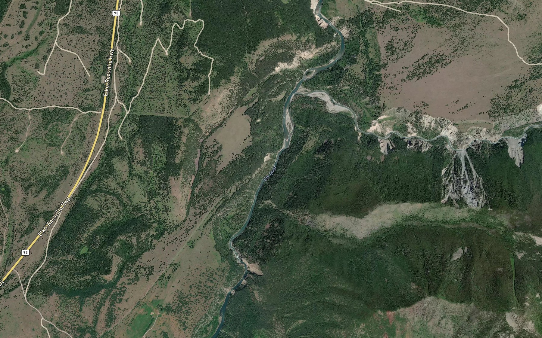 Satellite map of the Donald Creek