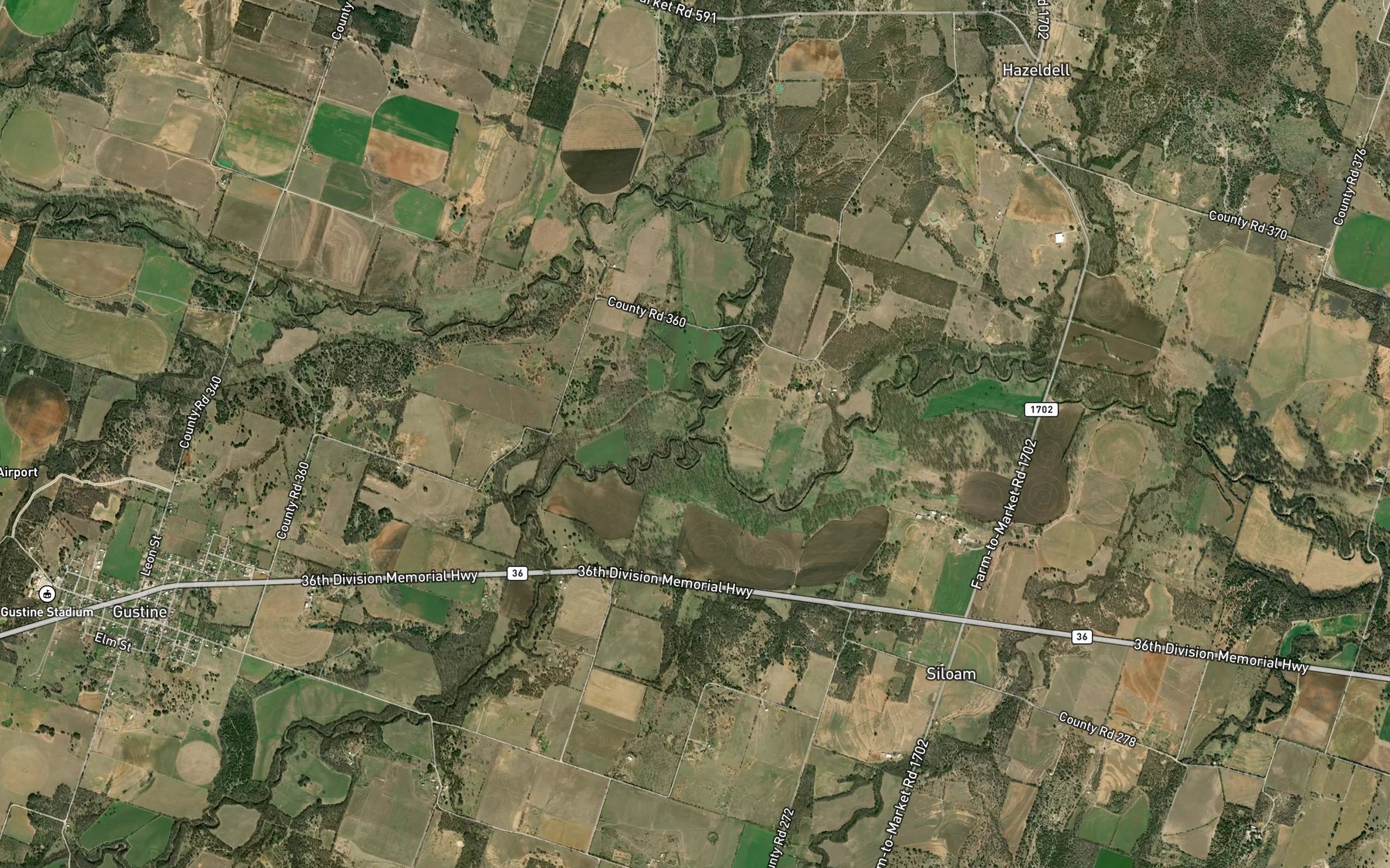 Satellite map of the South Leon River