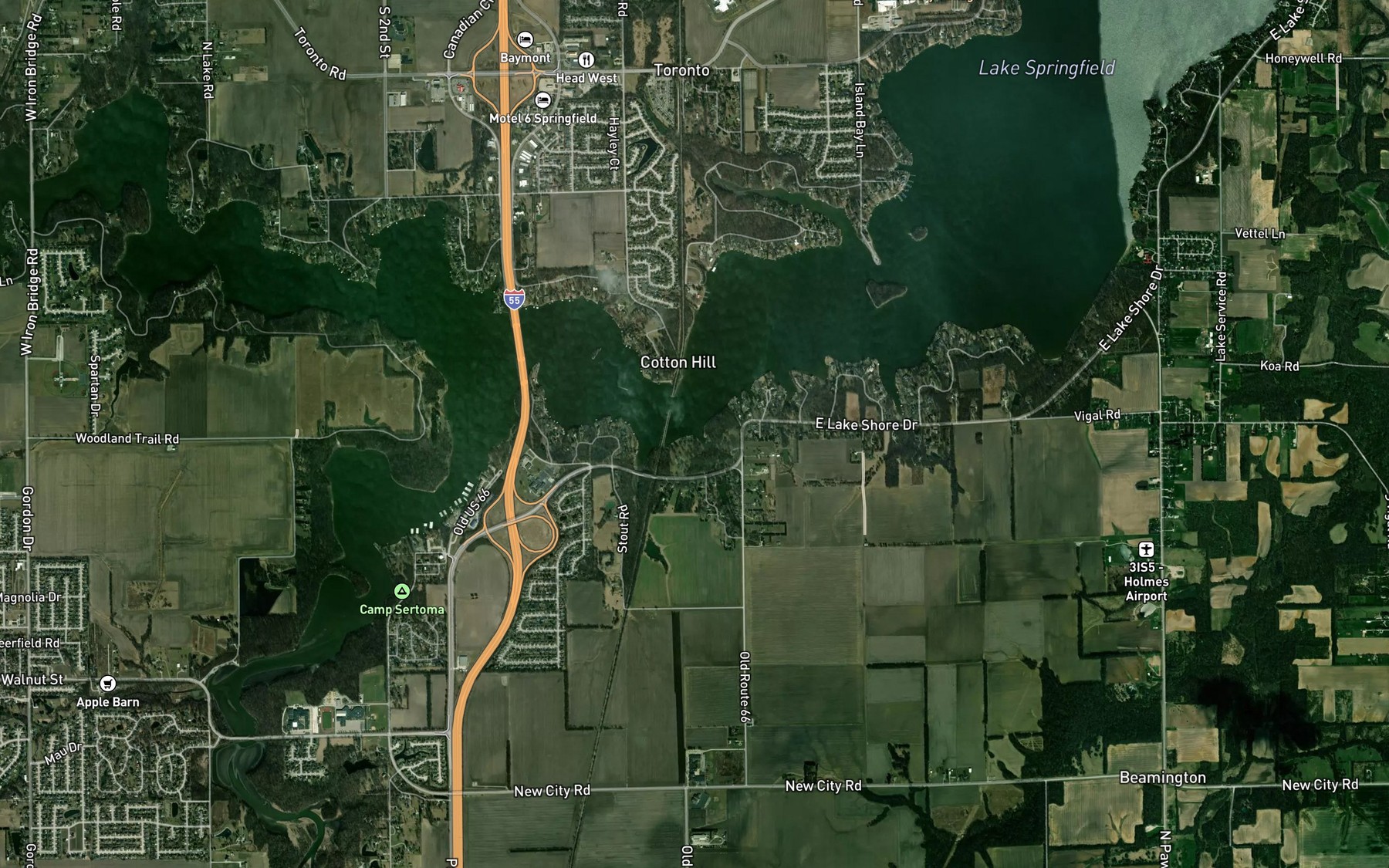 Satellite map of the Cotton Hill Park
