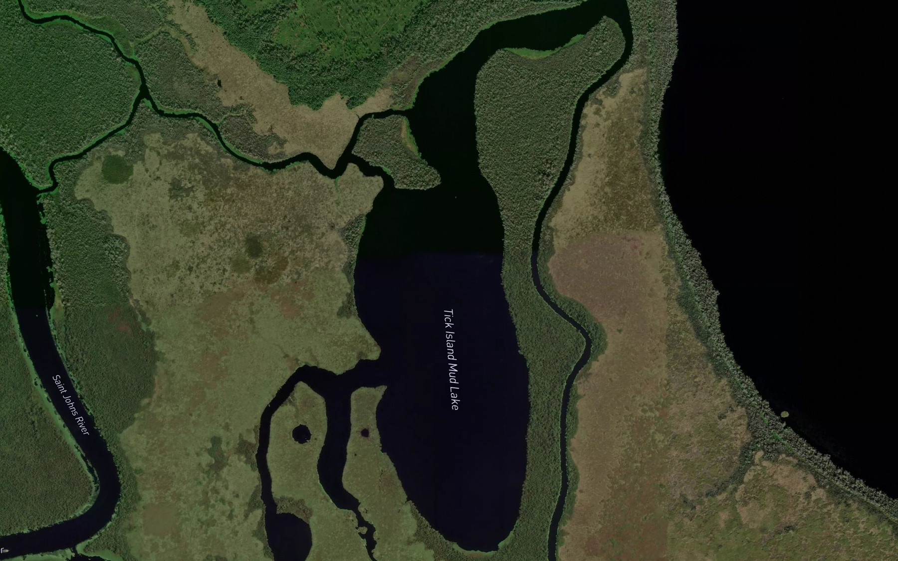 Satellite map of the Tick Island Mud Lake