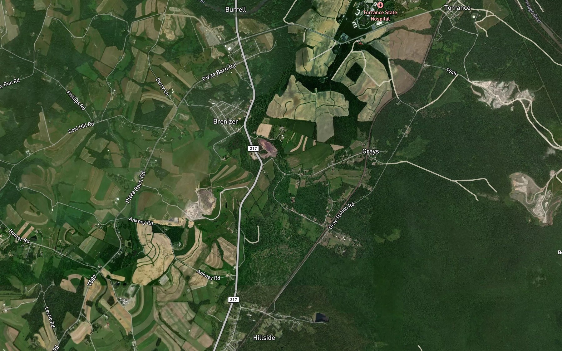 Satellite map of the Harbridge Run