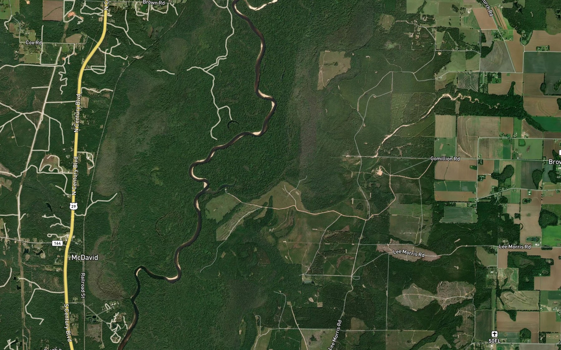 Satellite map of the Malone Hammock Branch