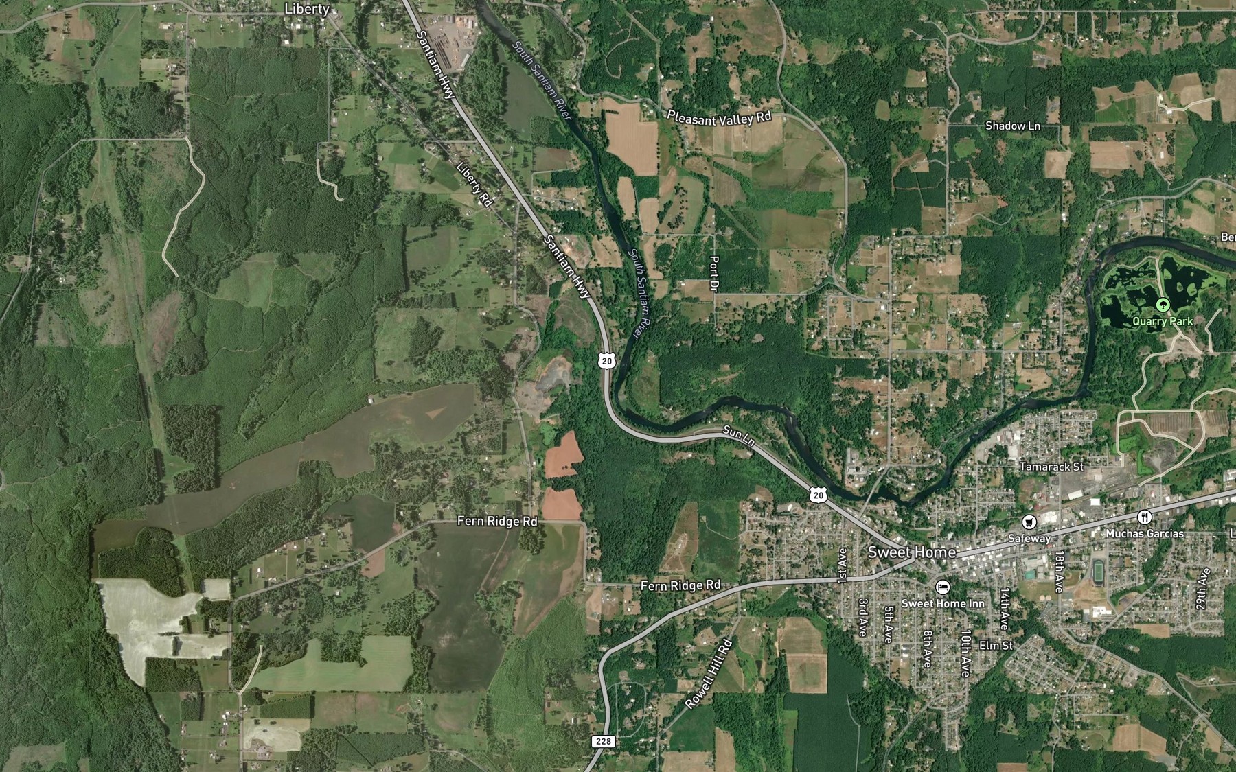 Satellite map of the Roaring Creek