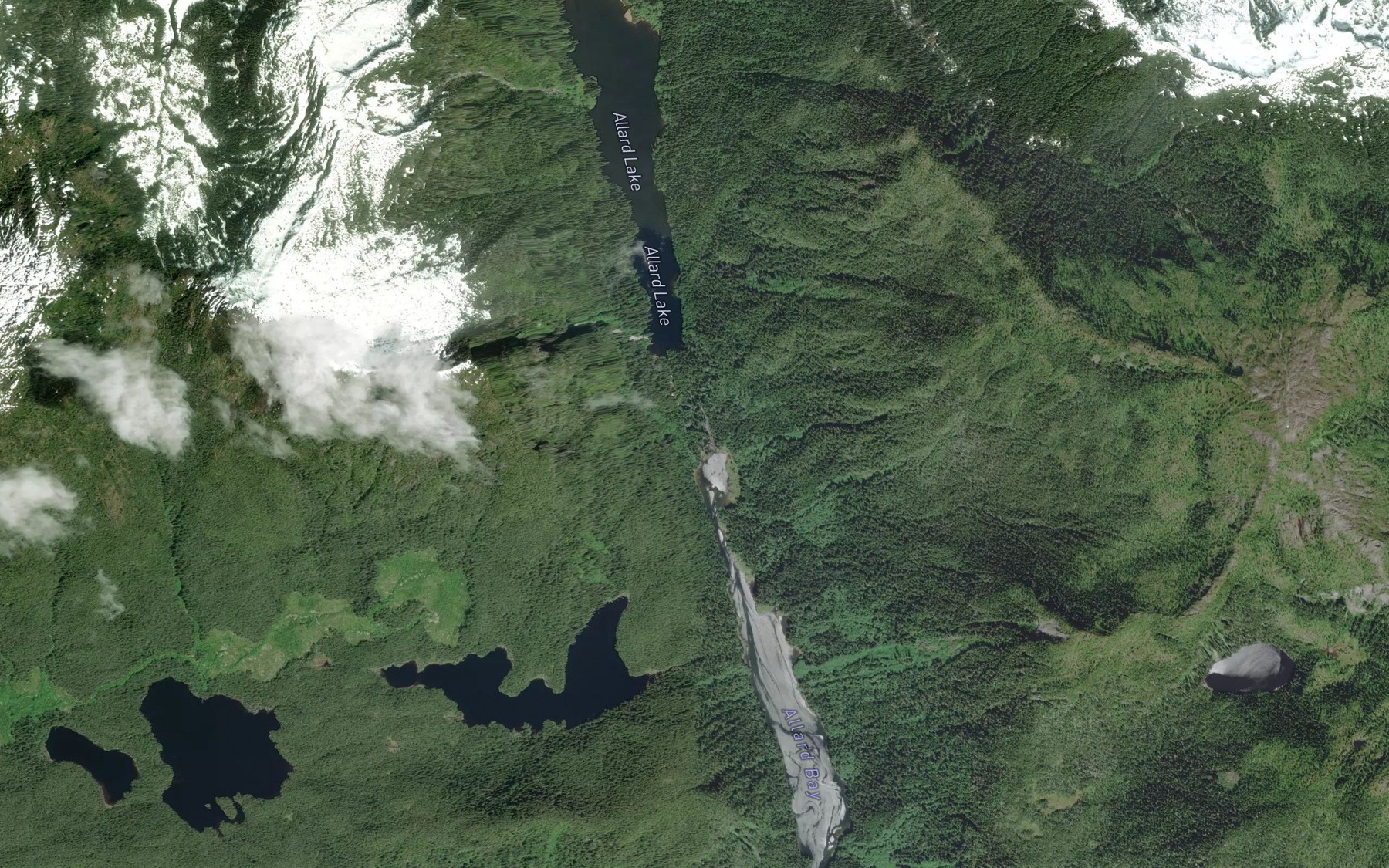 Satellite map of the Allard Creek