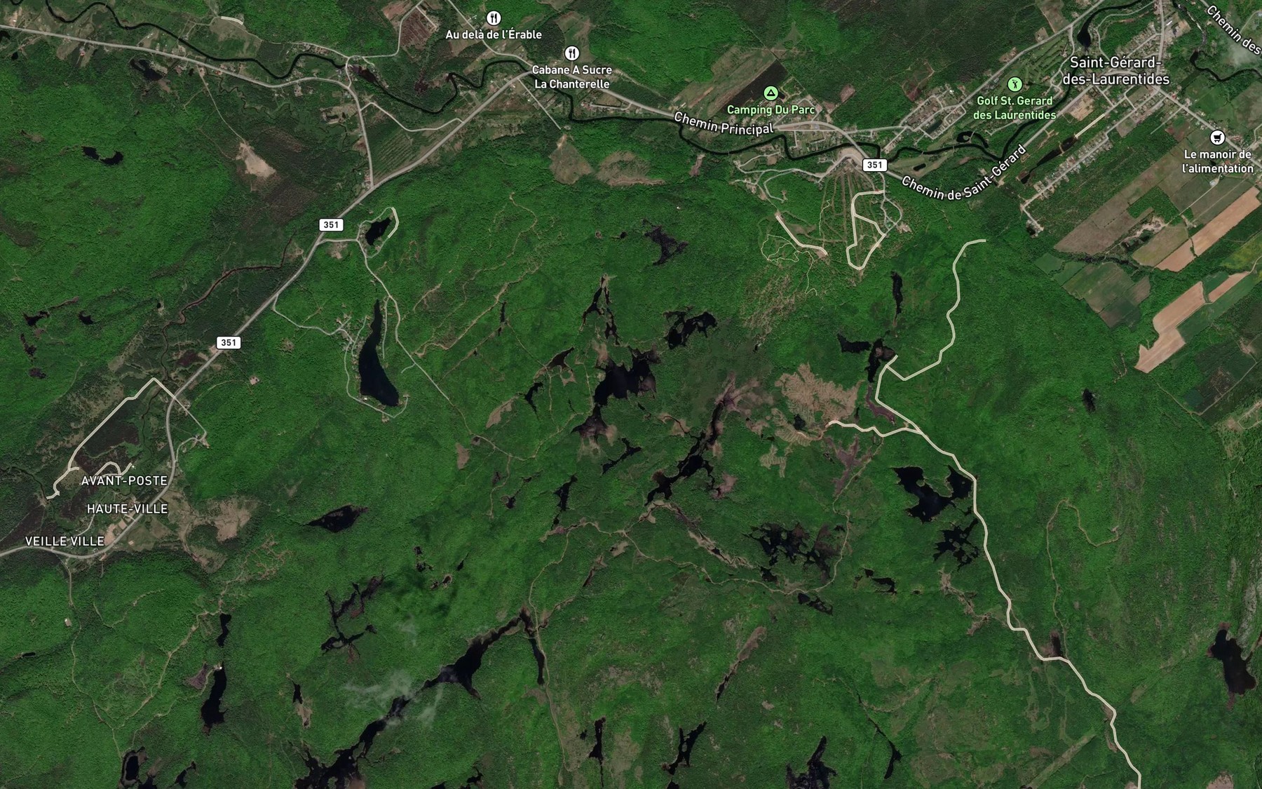 Satellite map of the Lacs du Quatre