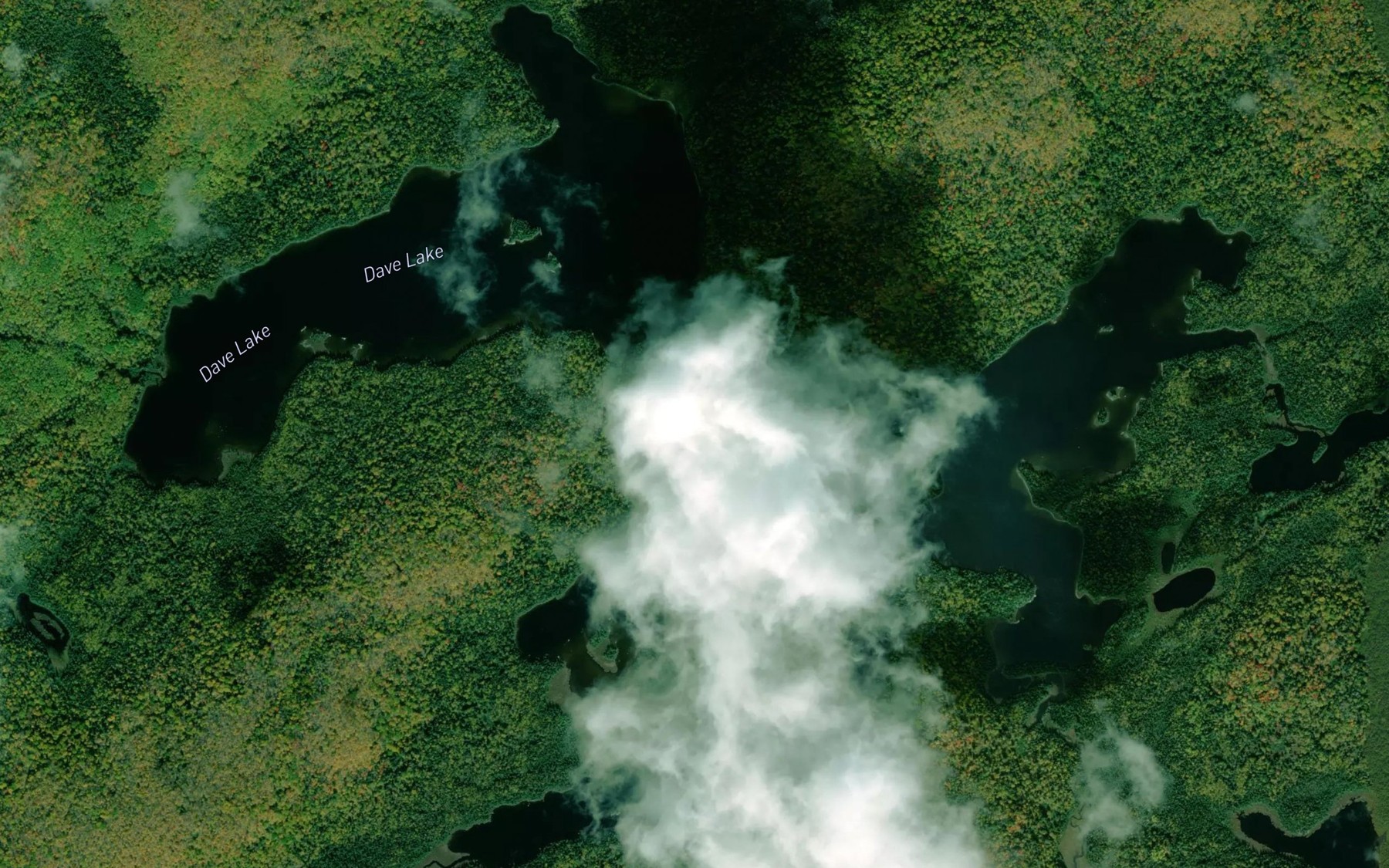 Satellite map of the Dave Lake