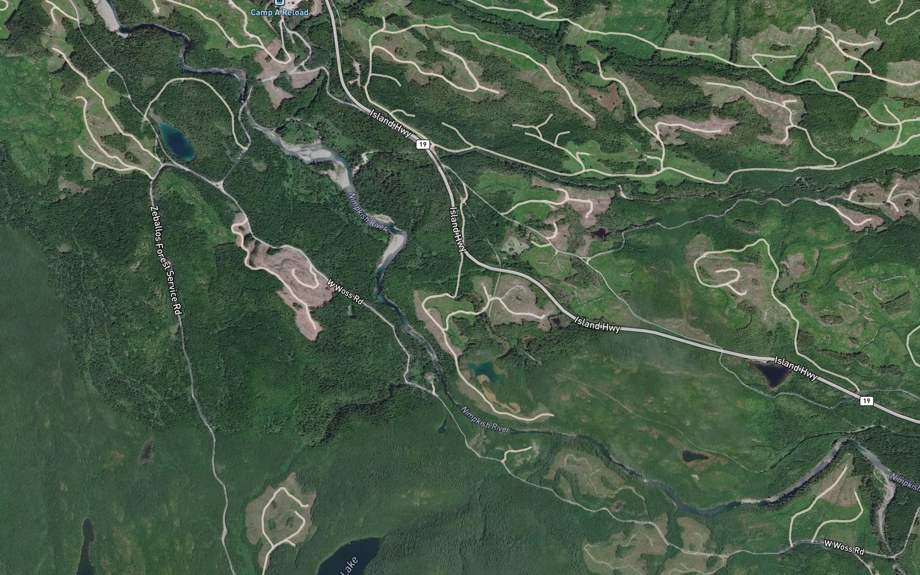 Satellite map of the Mukwilla Creek
