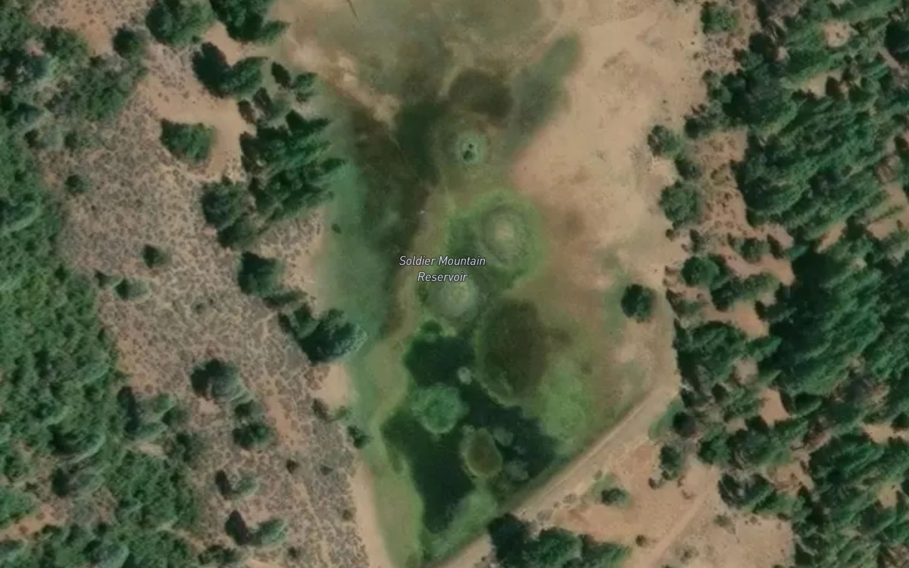 Satellite map of the Soldier Mountain Reservoir