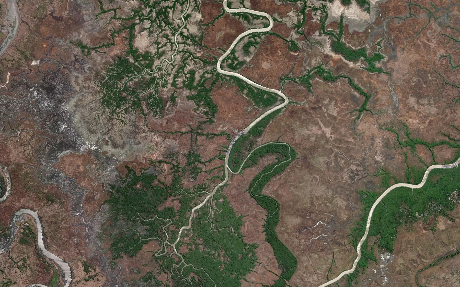 Satellite map of the Dead Fish Billabong