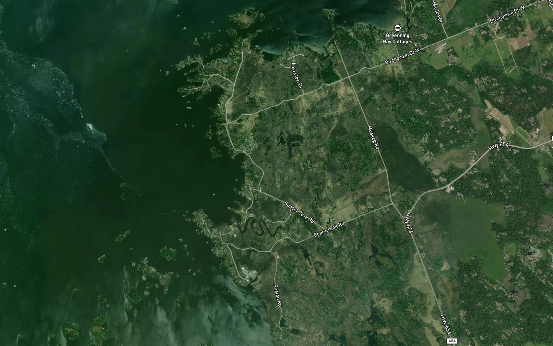 Satellite map of the Bear Creek
