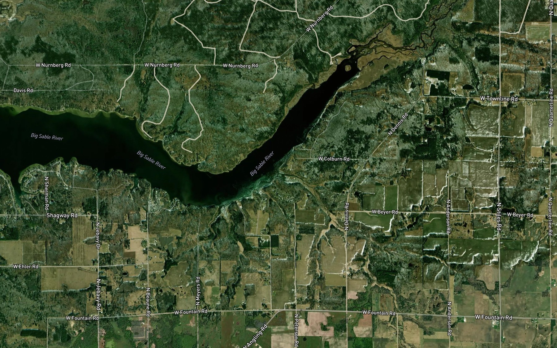 Satellite map of the Dennis Creek