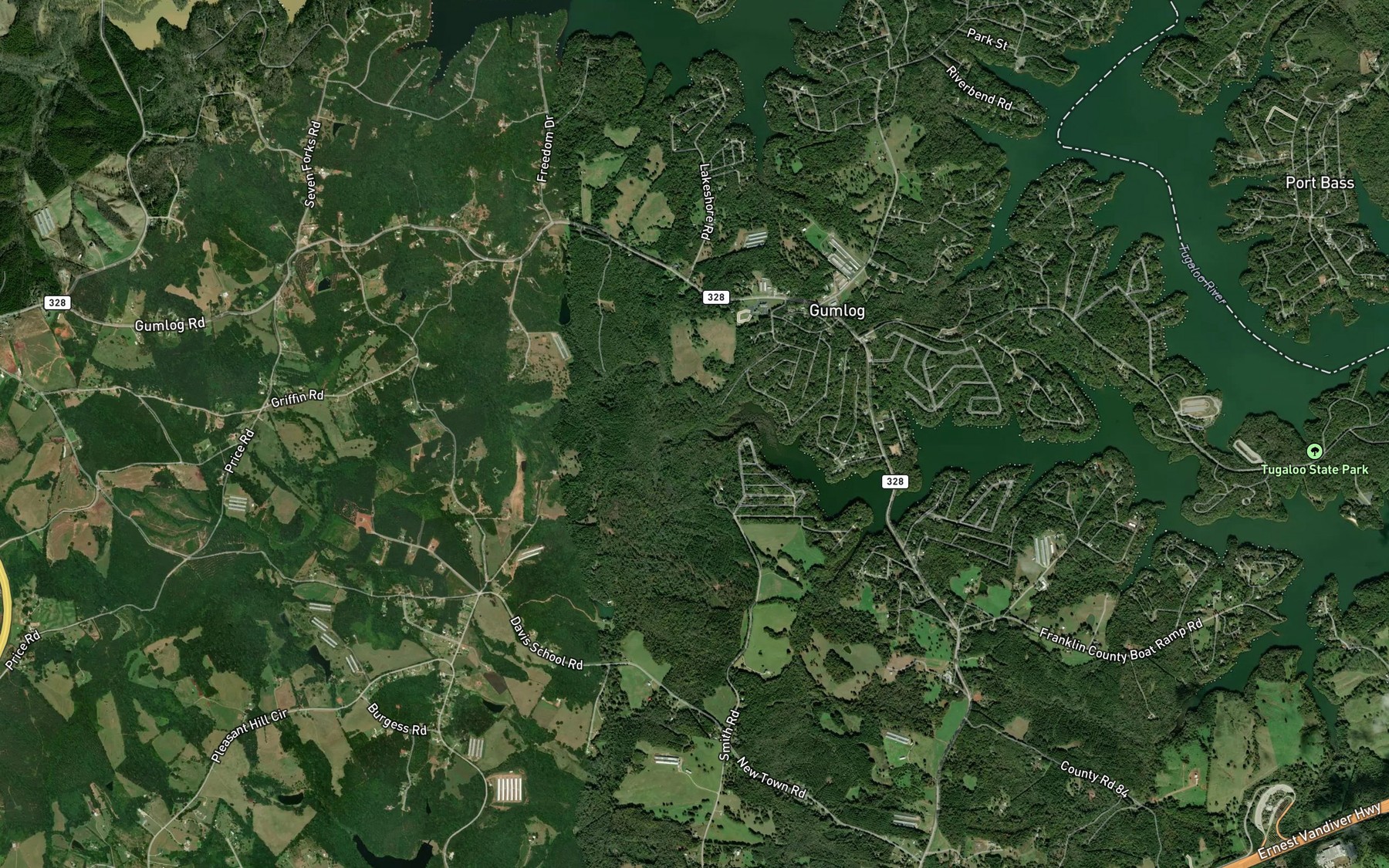Satellite map of the Crawford Creek