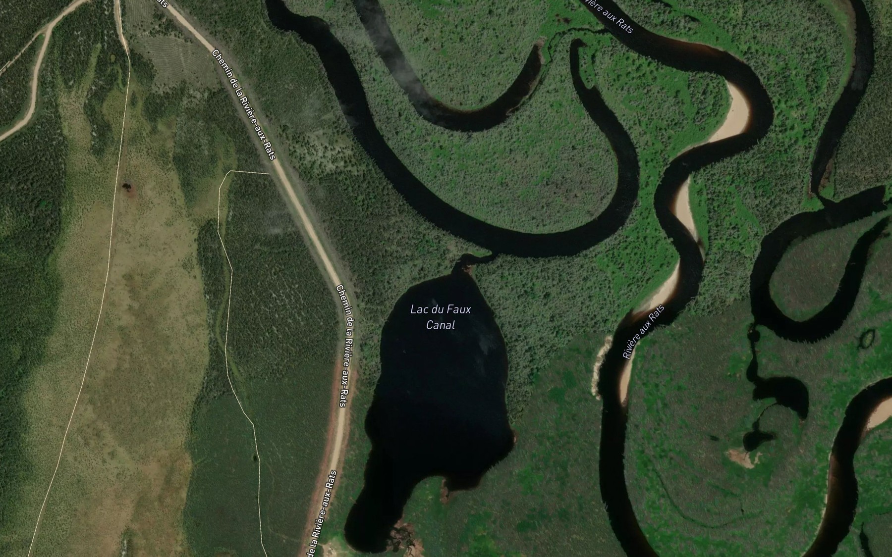 Satellite map of the Lac du Faux Canal