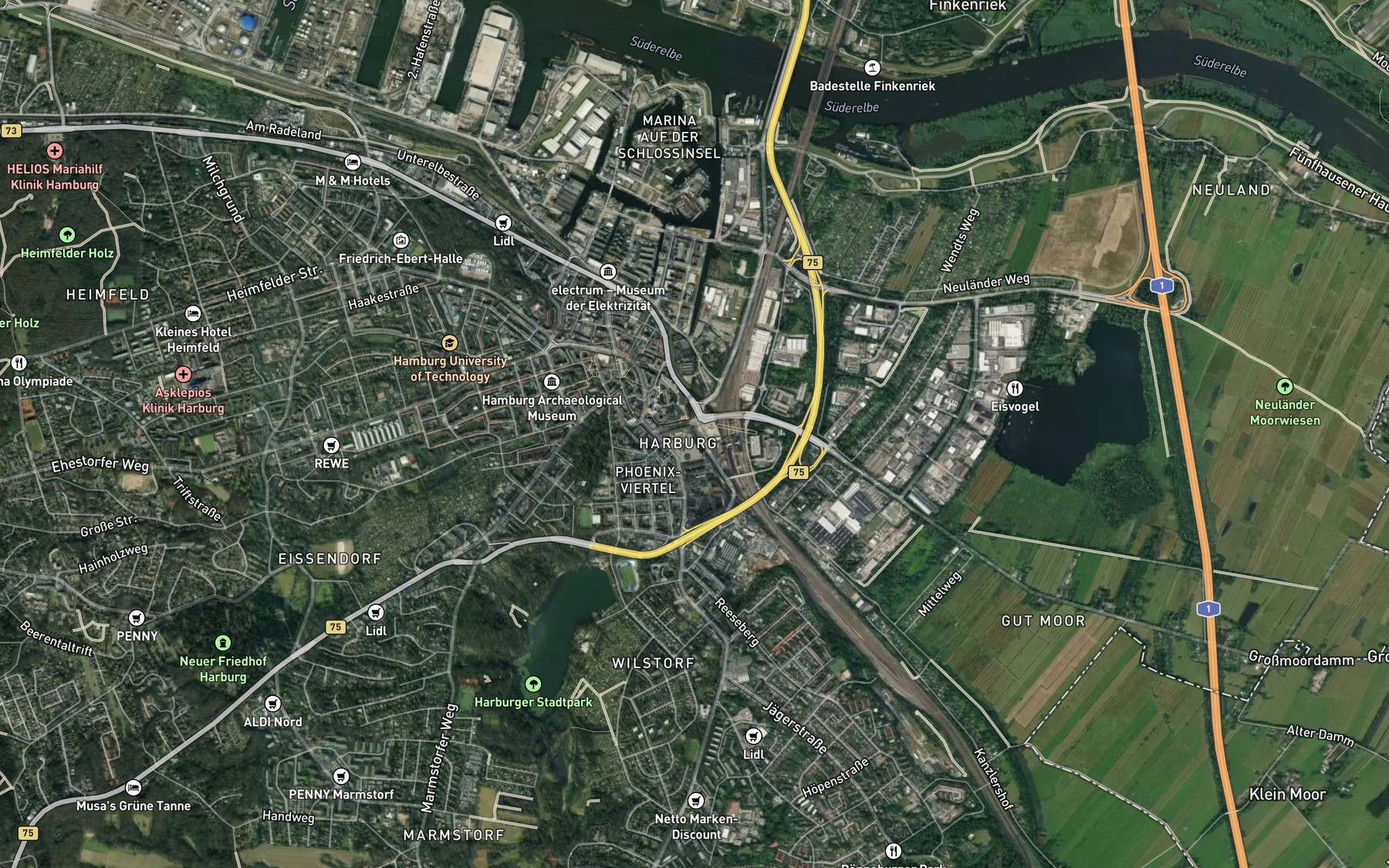 Satellite map of the Seeve