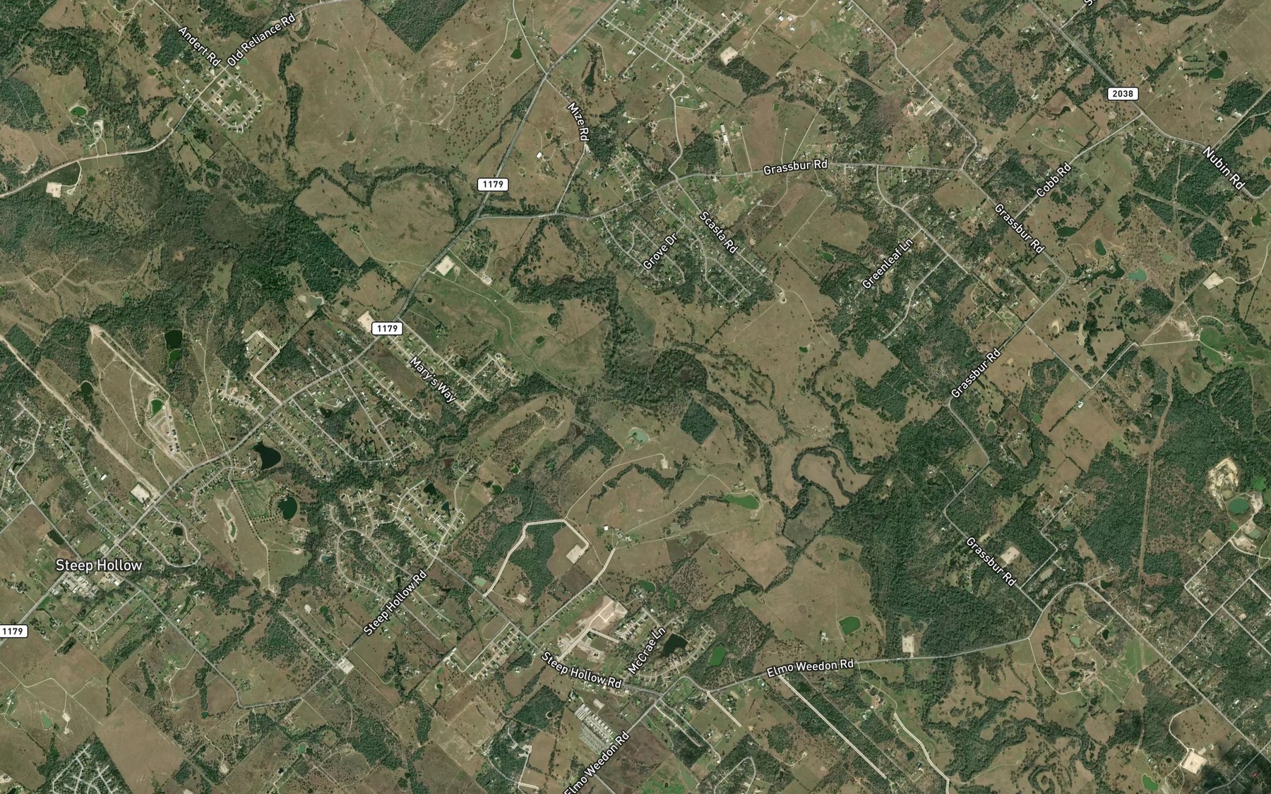 Satellite map of the Steep Hollow Branch