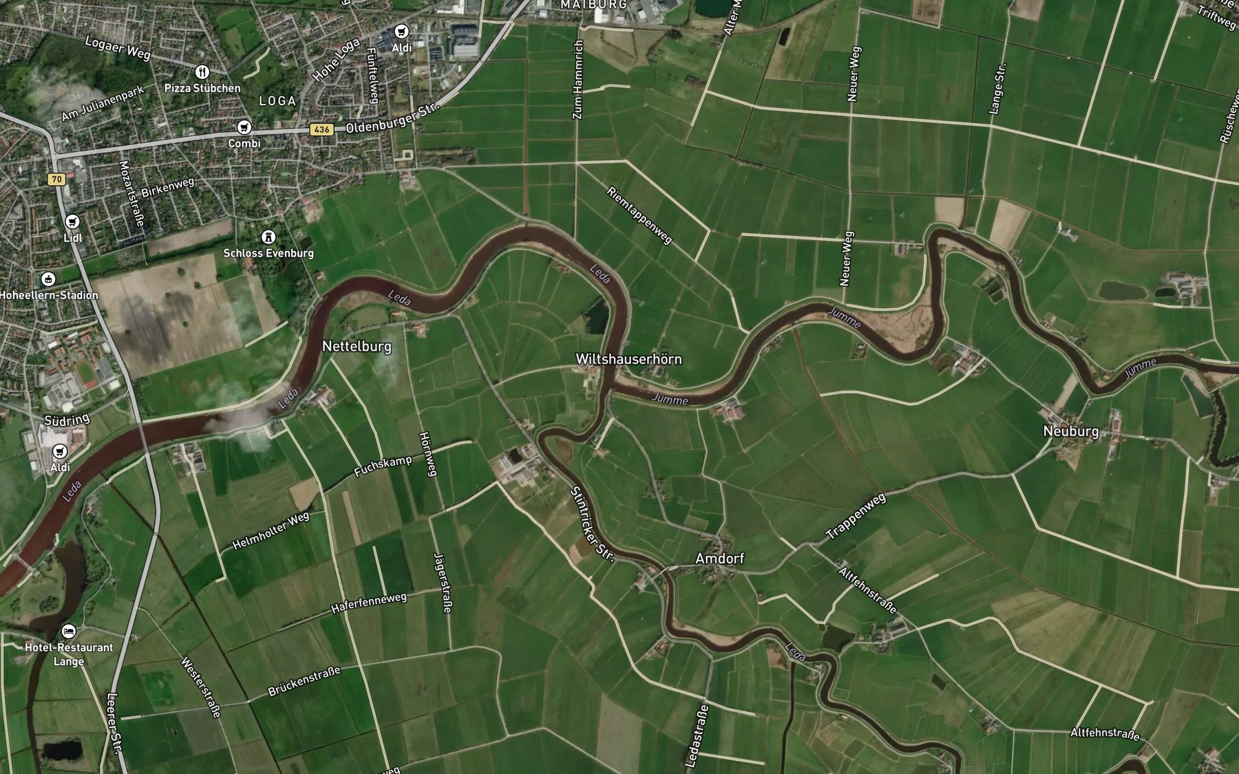 Satellite map of the Jumme