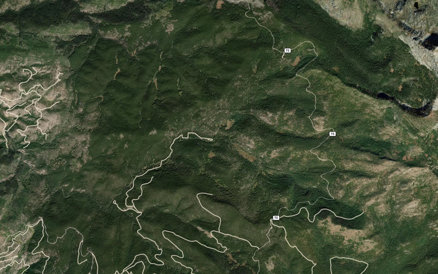 Satellite map of the South Fork Sleeping Child Creek