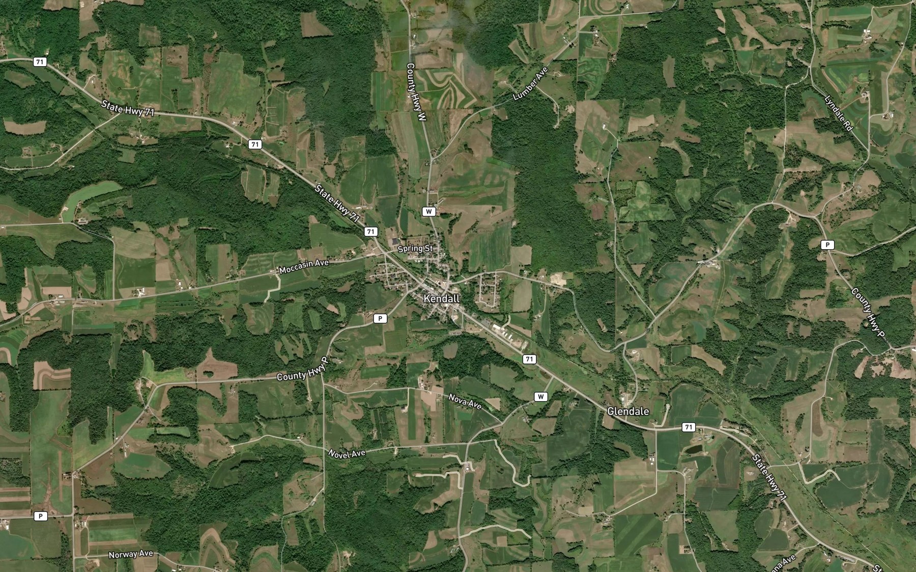 Satellite map of the Spring Valley Creek