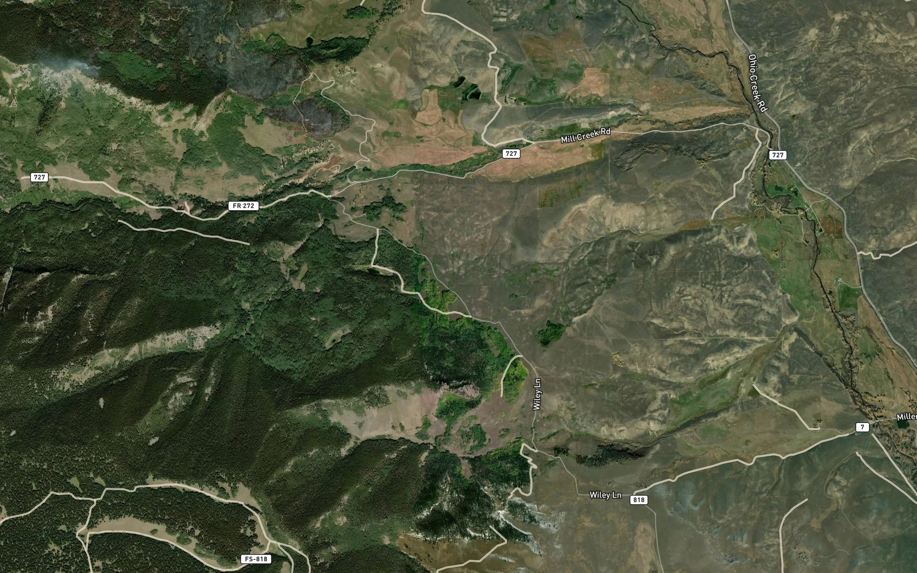 Satellite map of the Little Mill Creek Ditch
