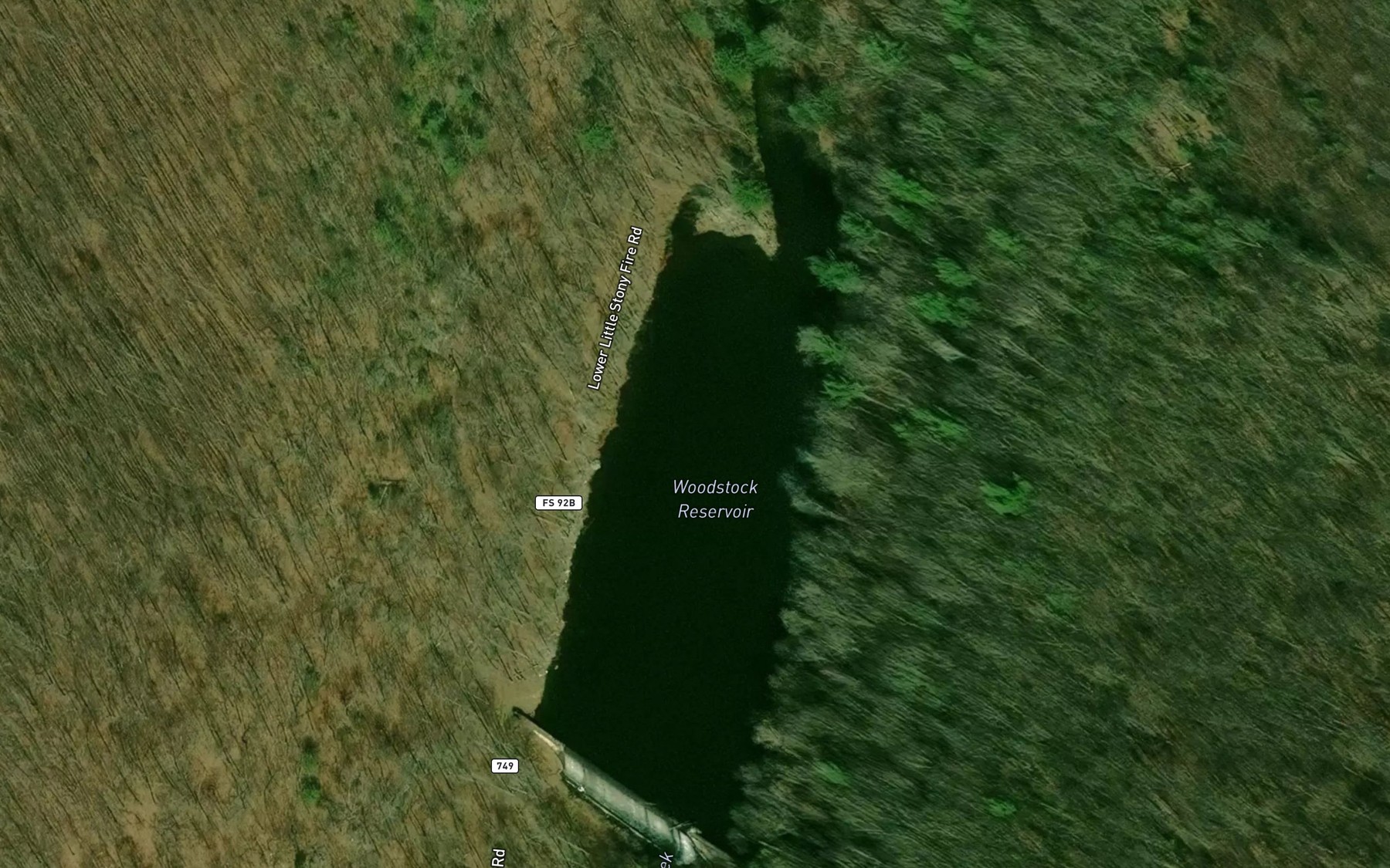 Satellite map of the Woodstock Reservoir