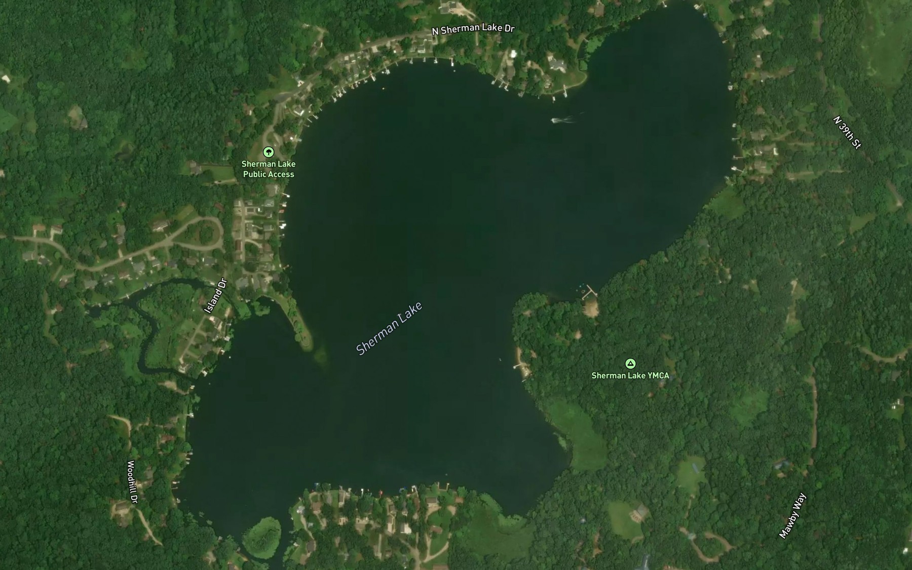 Satellite map of the Sherman Lake