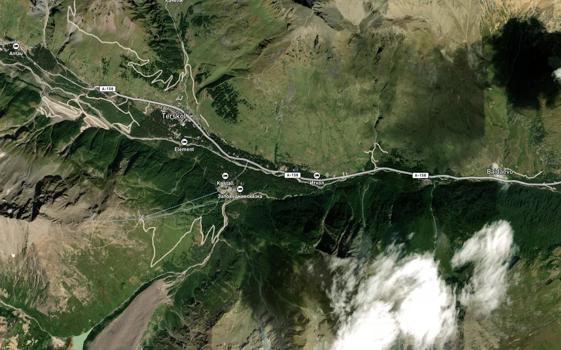 Satellite map of the Terskol