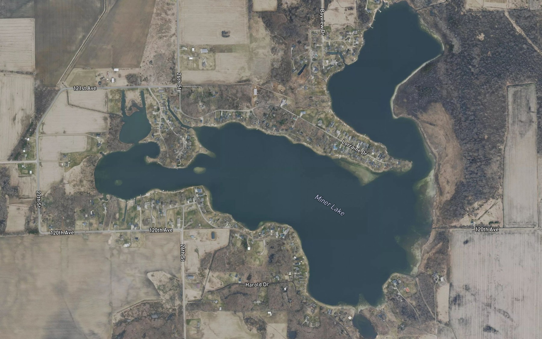 Satellite map of the Miner Lake