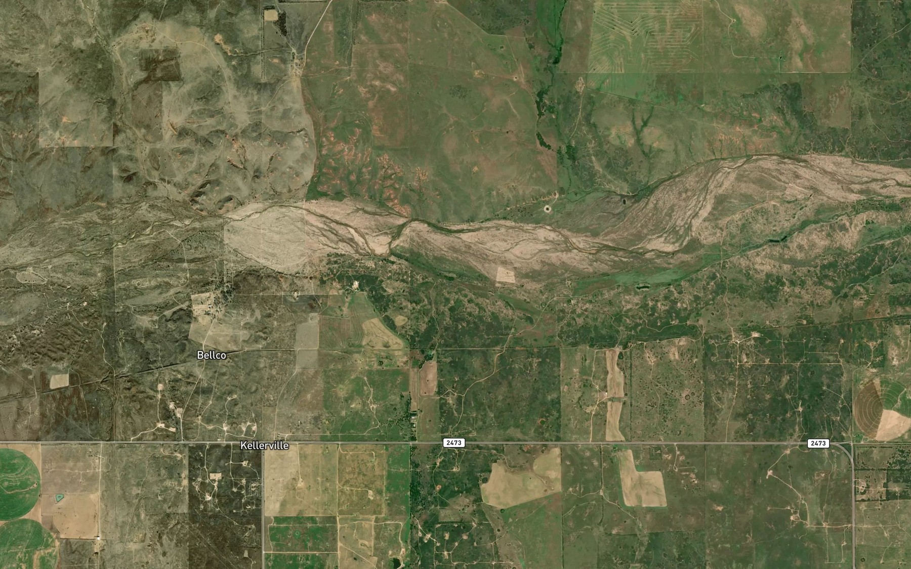 Satellite map of the Little Hackberry Creek