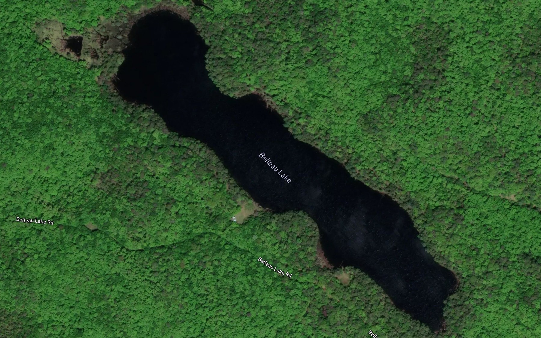 Satellite map of the Belleau Lake