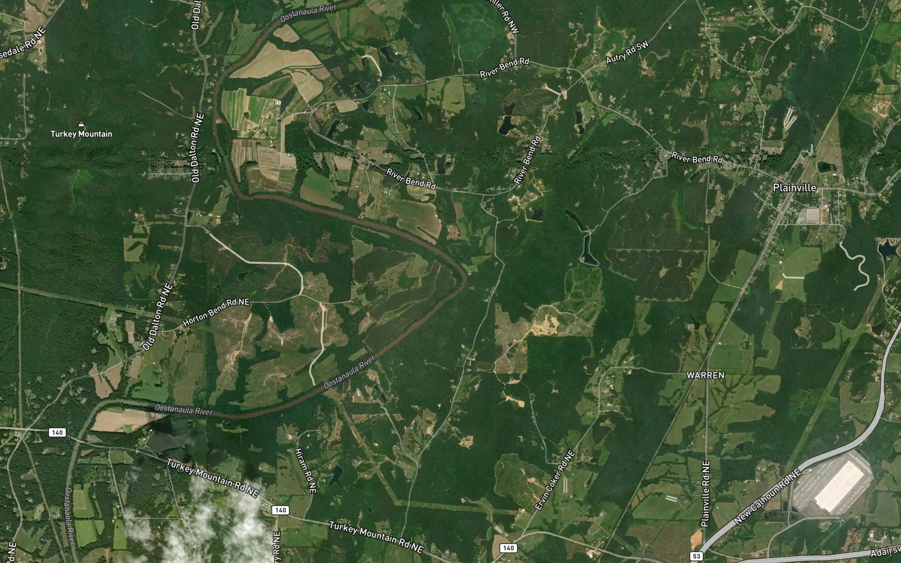Satellite map of the Horton Bend