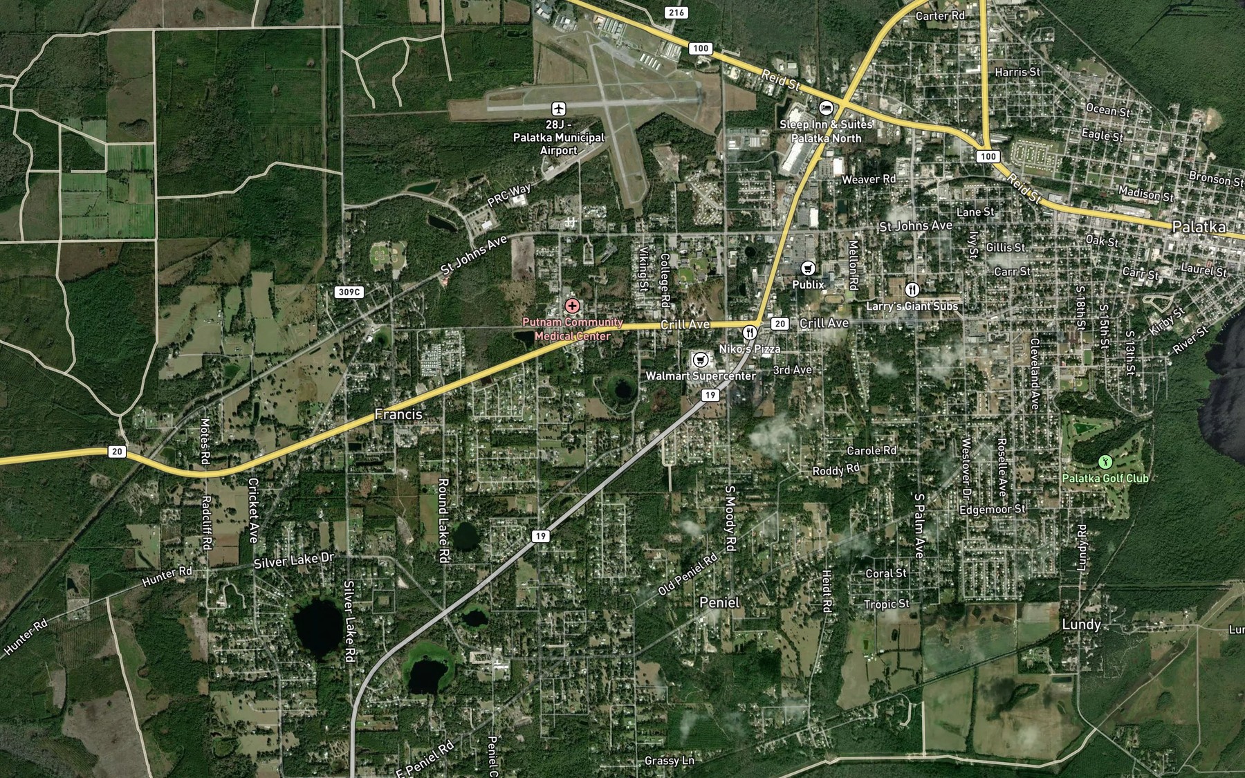 Satellite map of the Davis Lake