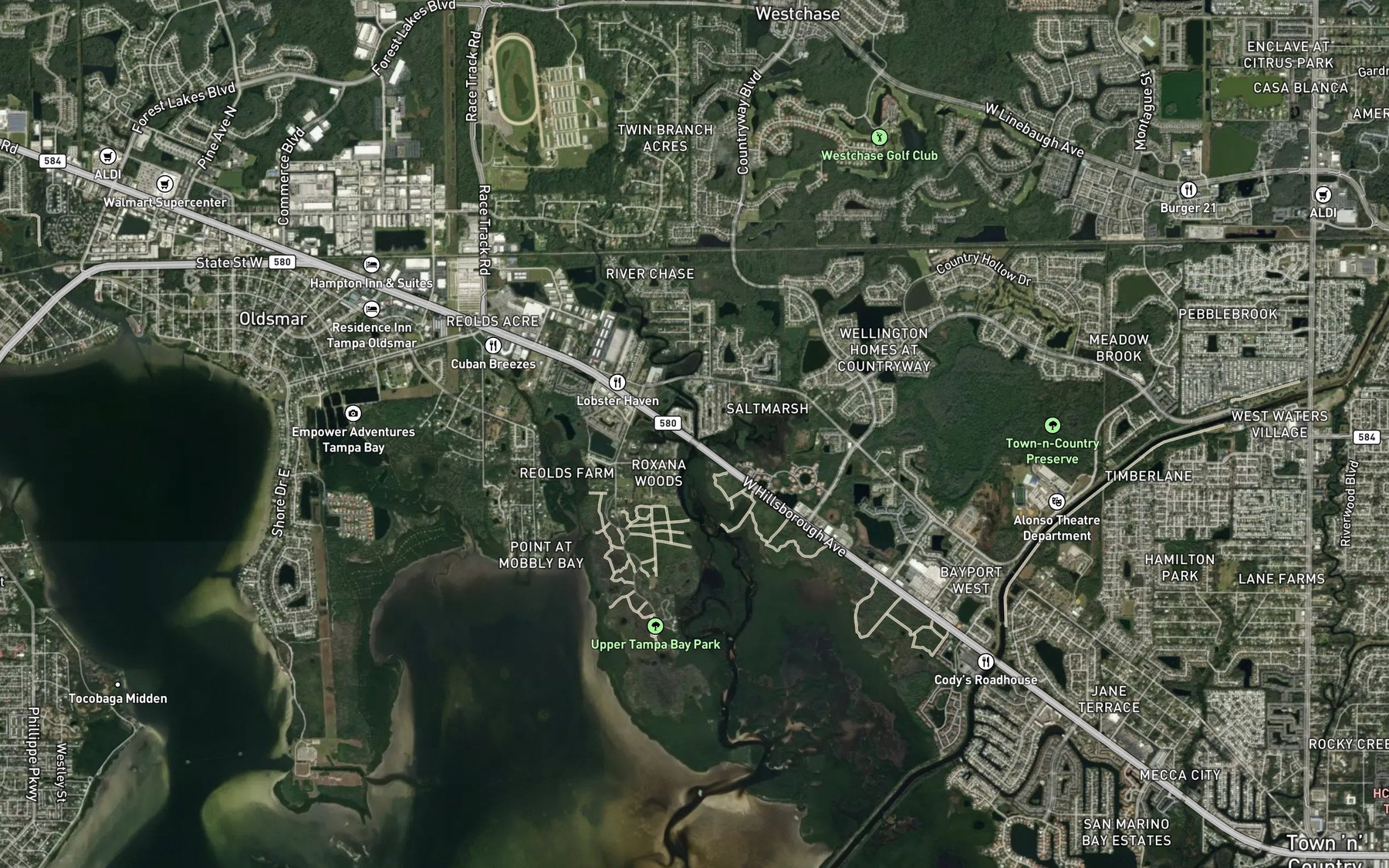 Satellite map of the Double Branch