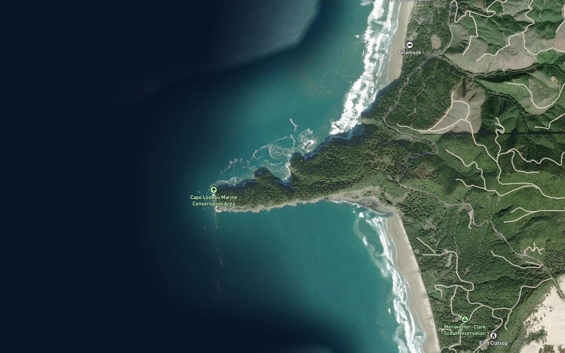 Satellite map of the Wells Cove