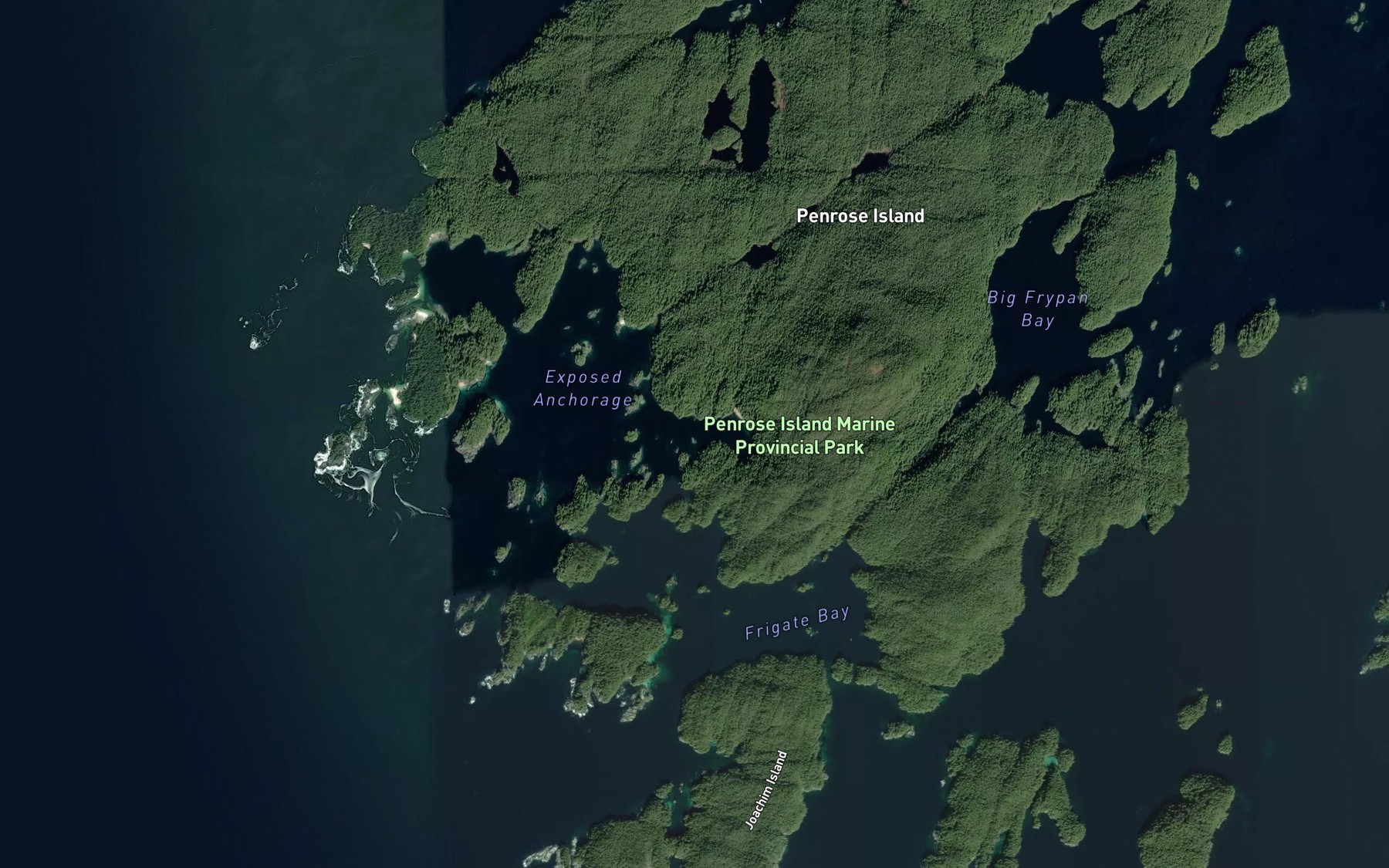 Satellite map of the Rocky Bay