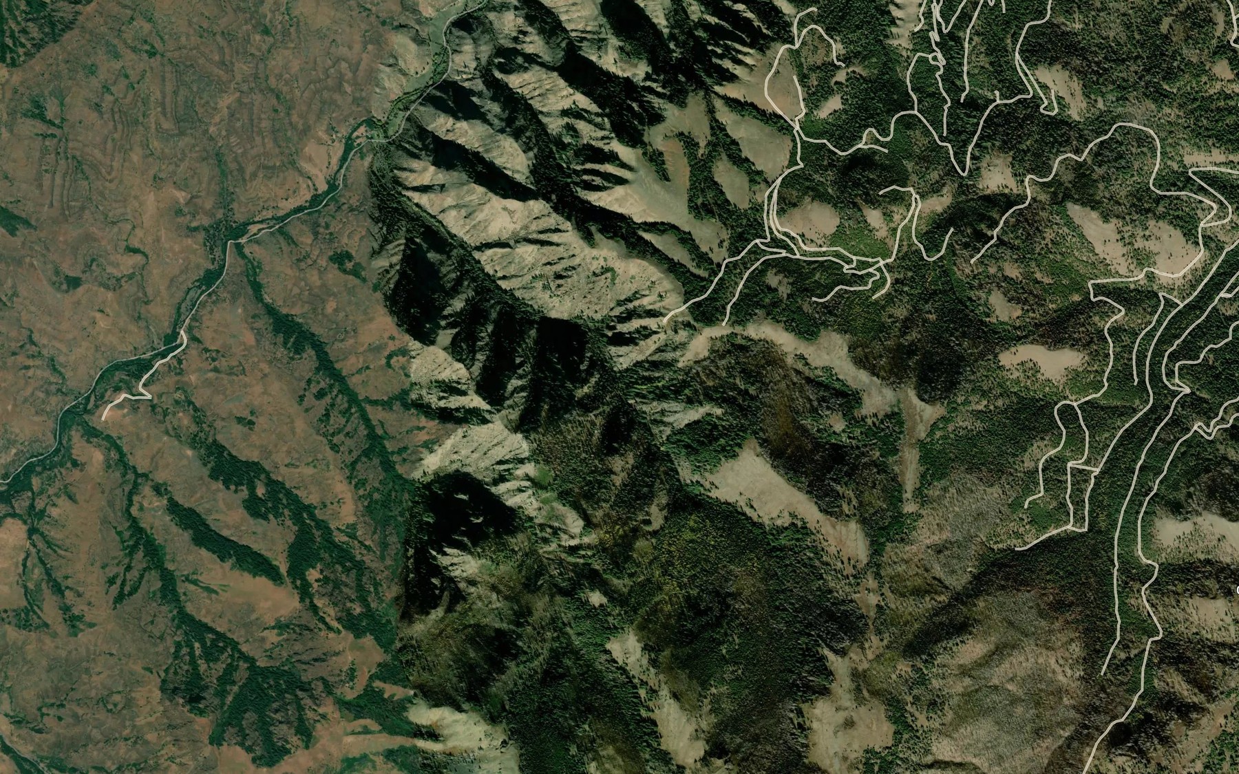 Satellite map of the Grizzly Creek