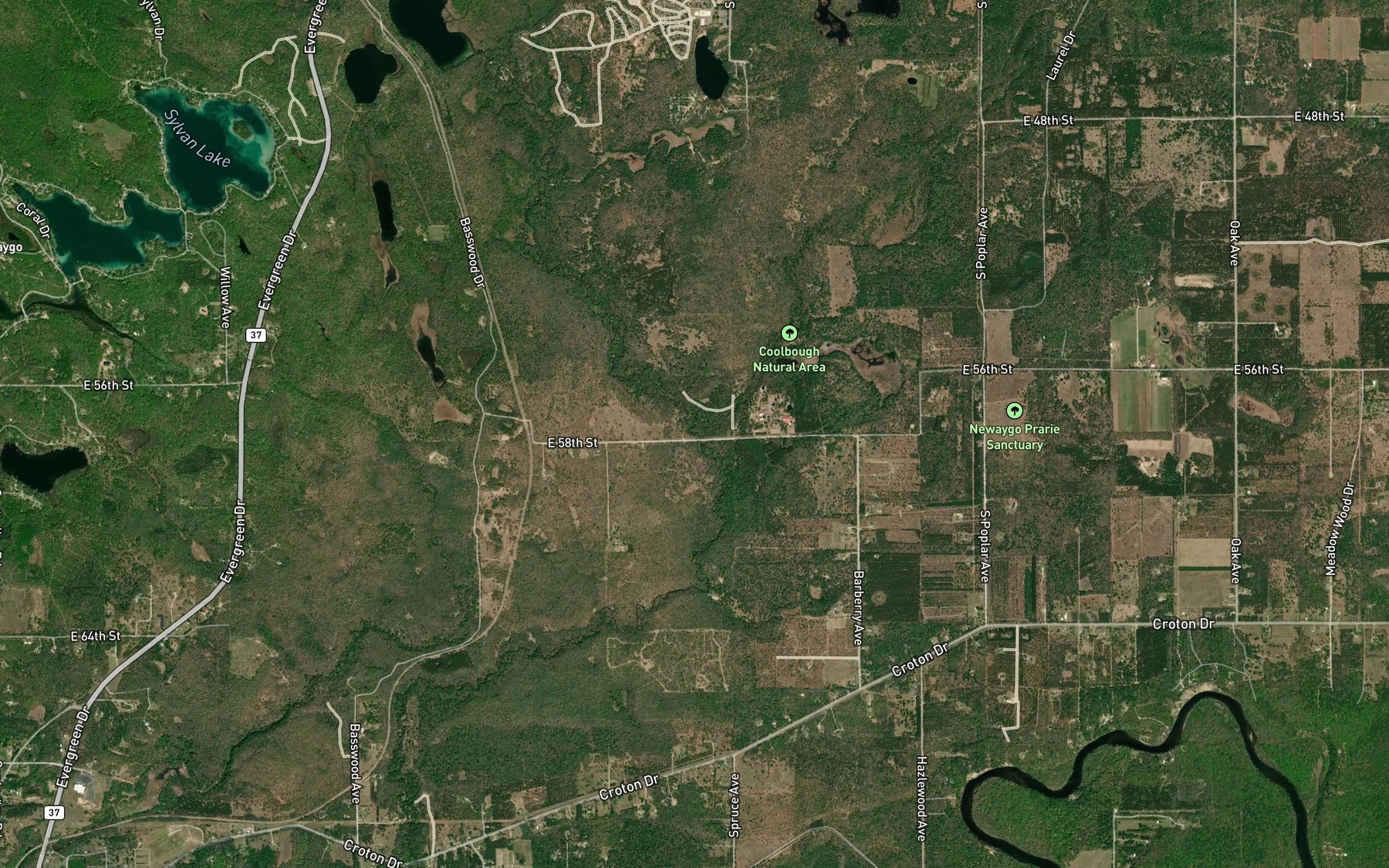 Satellite map of the Cold Creek
