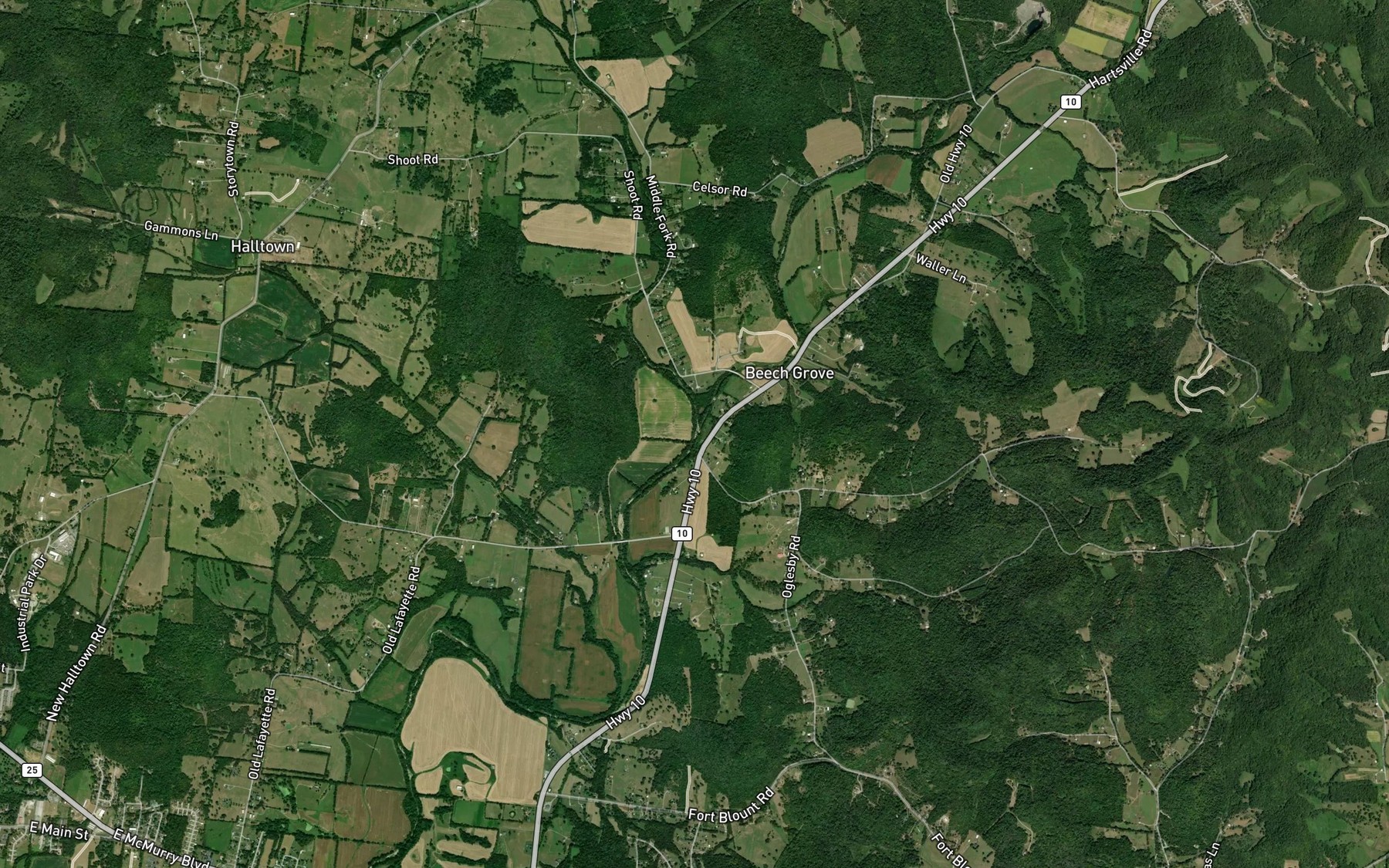 Satellite map of the Middle Fork Goose Creek