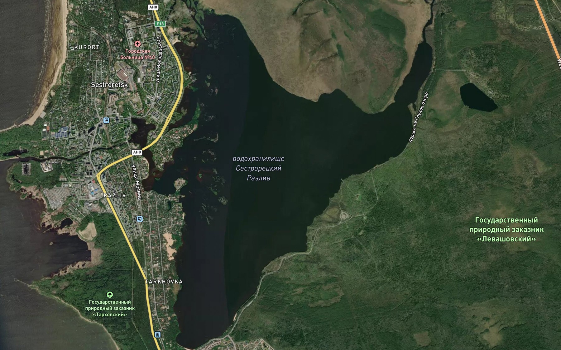 Satellite map of the Ozero Sestroretskiy Razliv