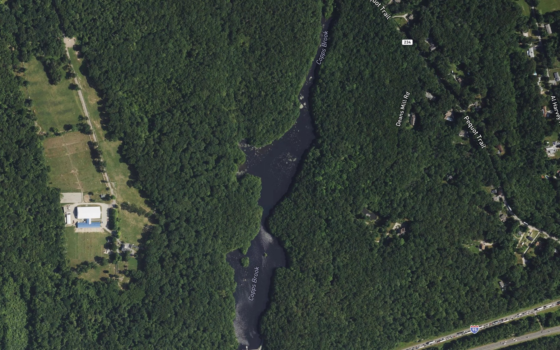 Satellite map of the Deans Reservoir