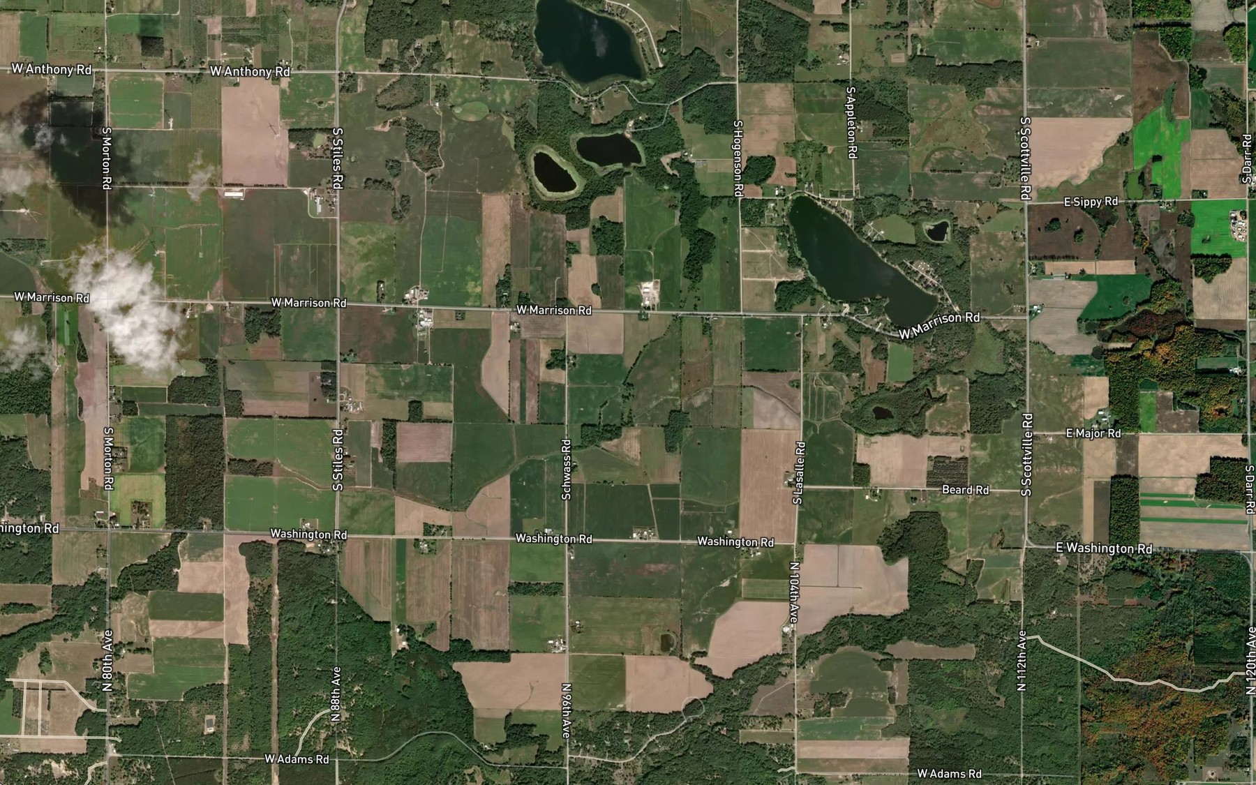Satellite map of the Oxbow Lake Drain