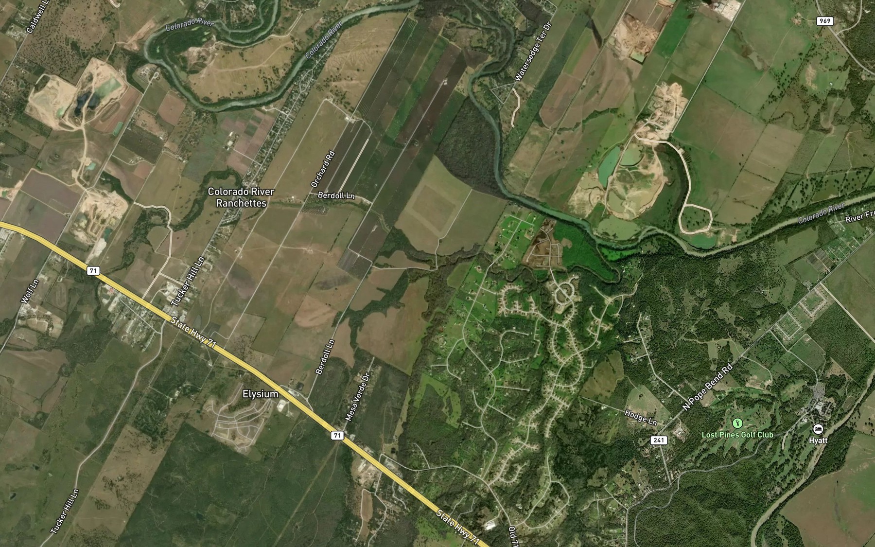 Satellite map of the Cottonwood Creek
