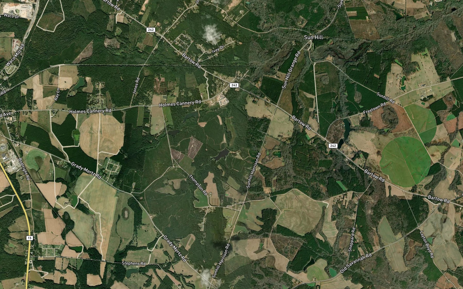 Satellite map of the Joiners Branch