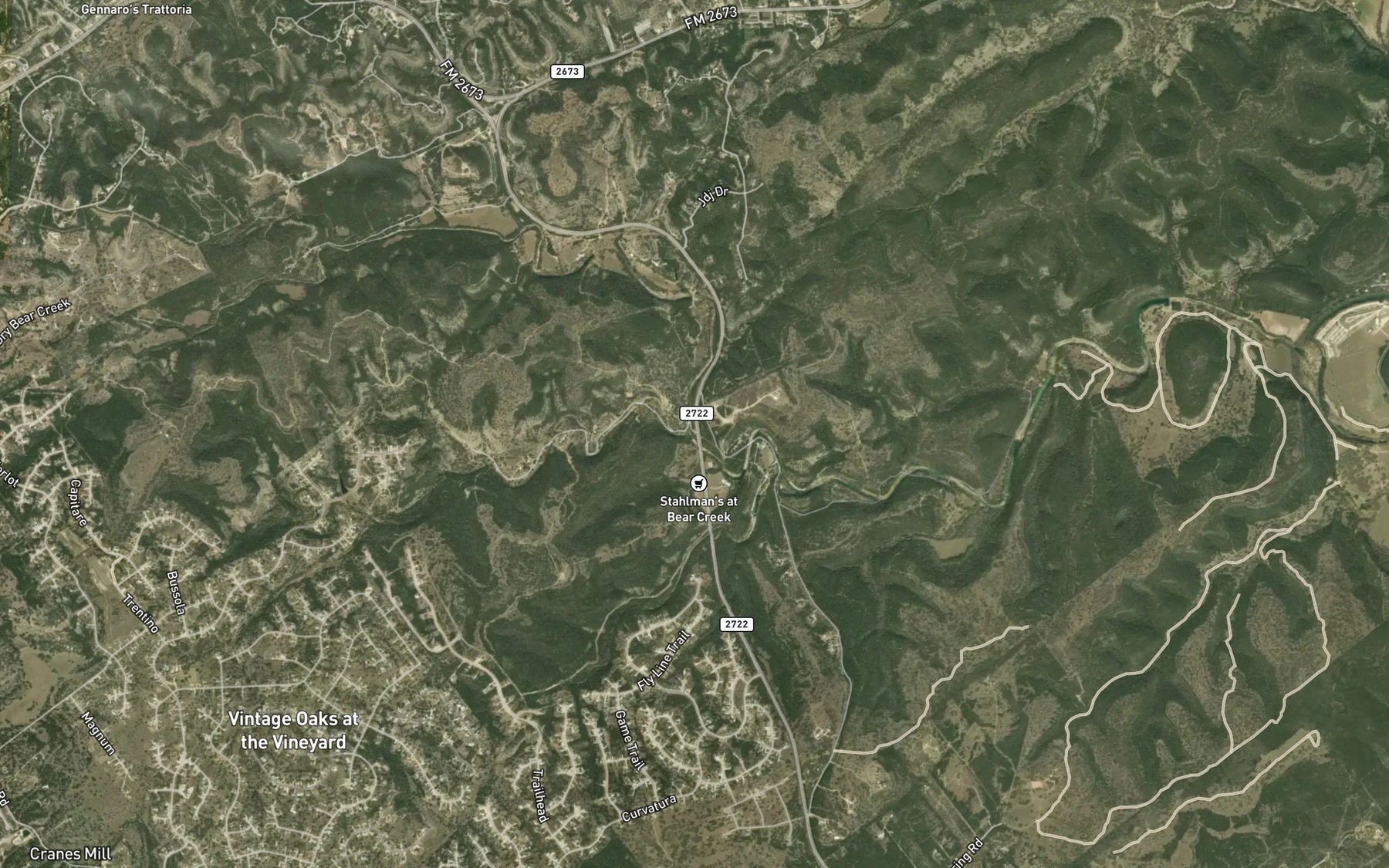 Satellite map of the Dry Bear Creek