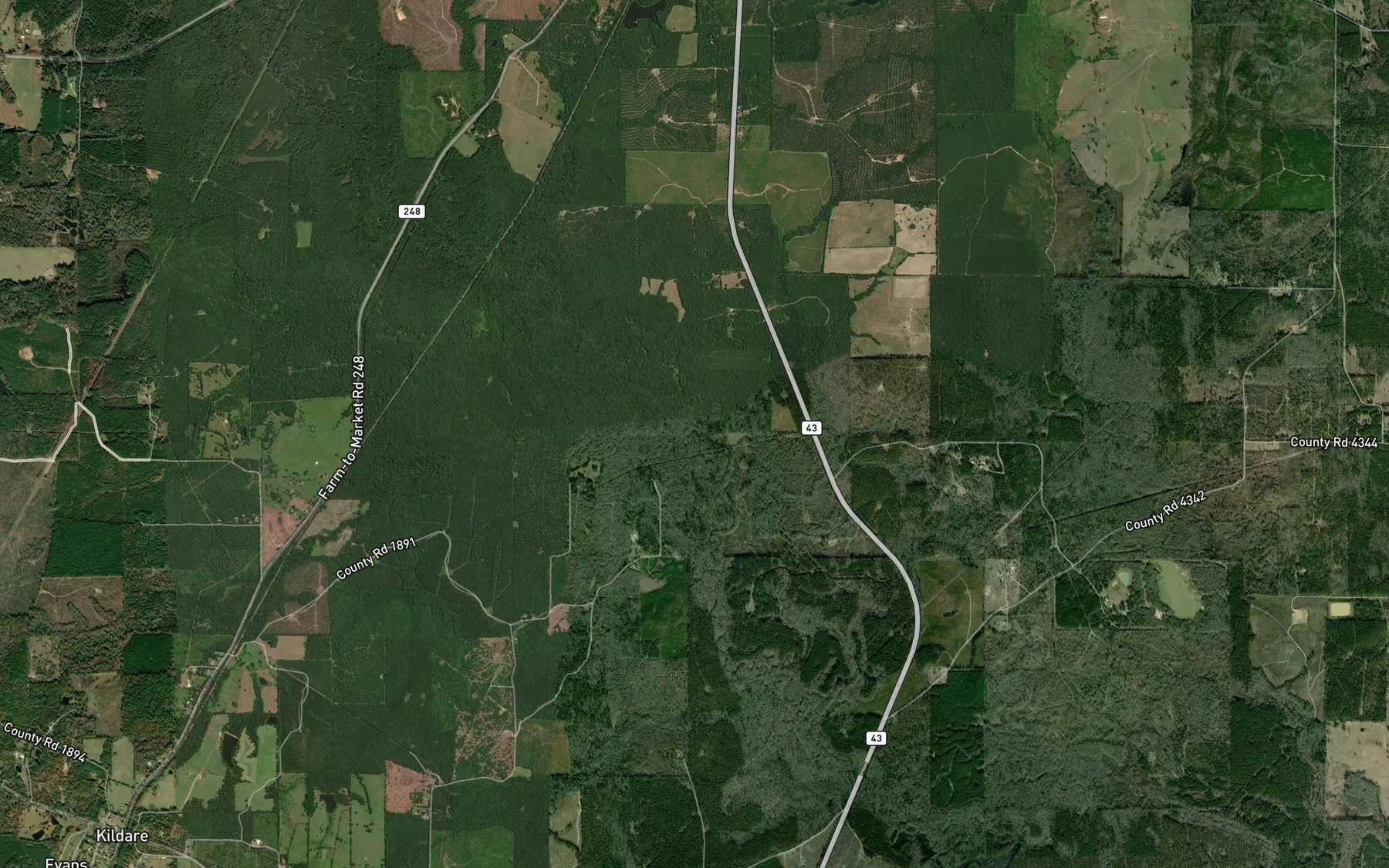 Satellite map of the Camp Creek
