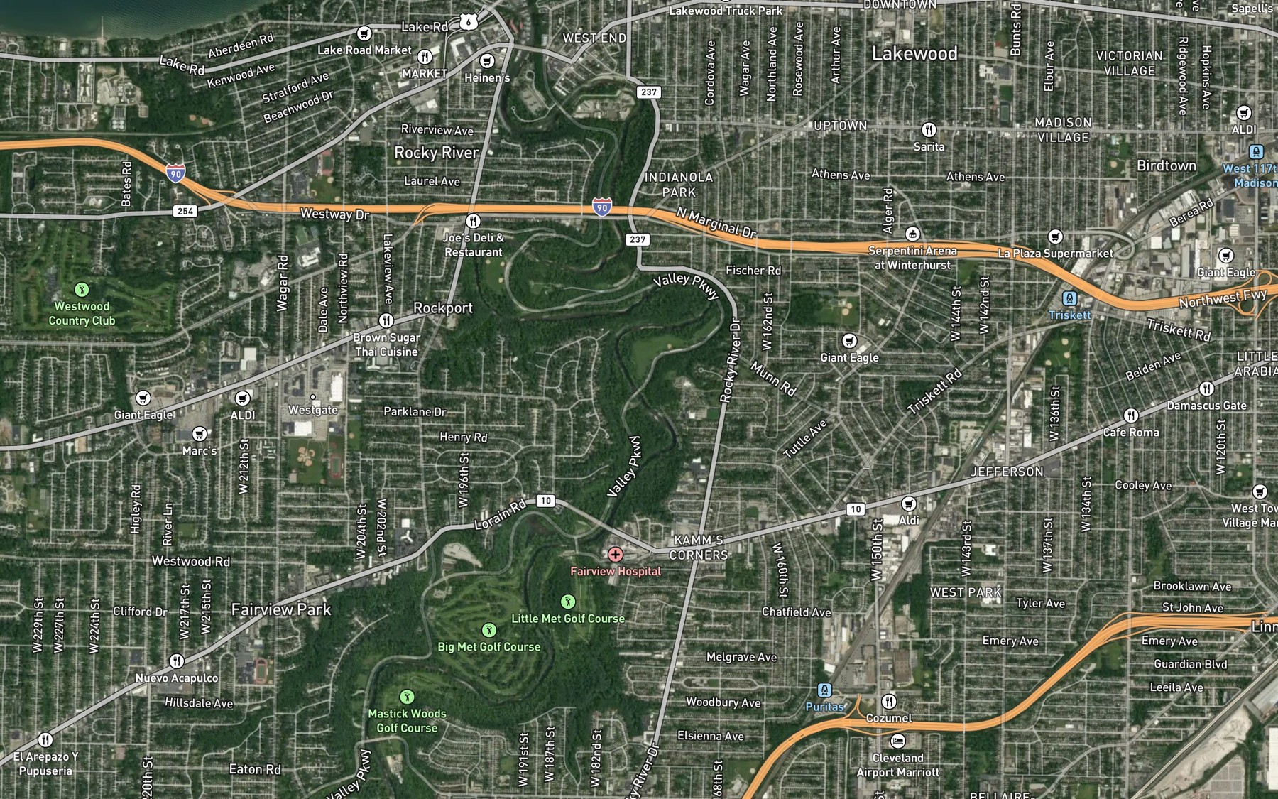 Satellite map of the Morley Ford Dam