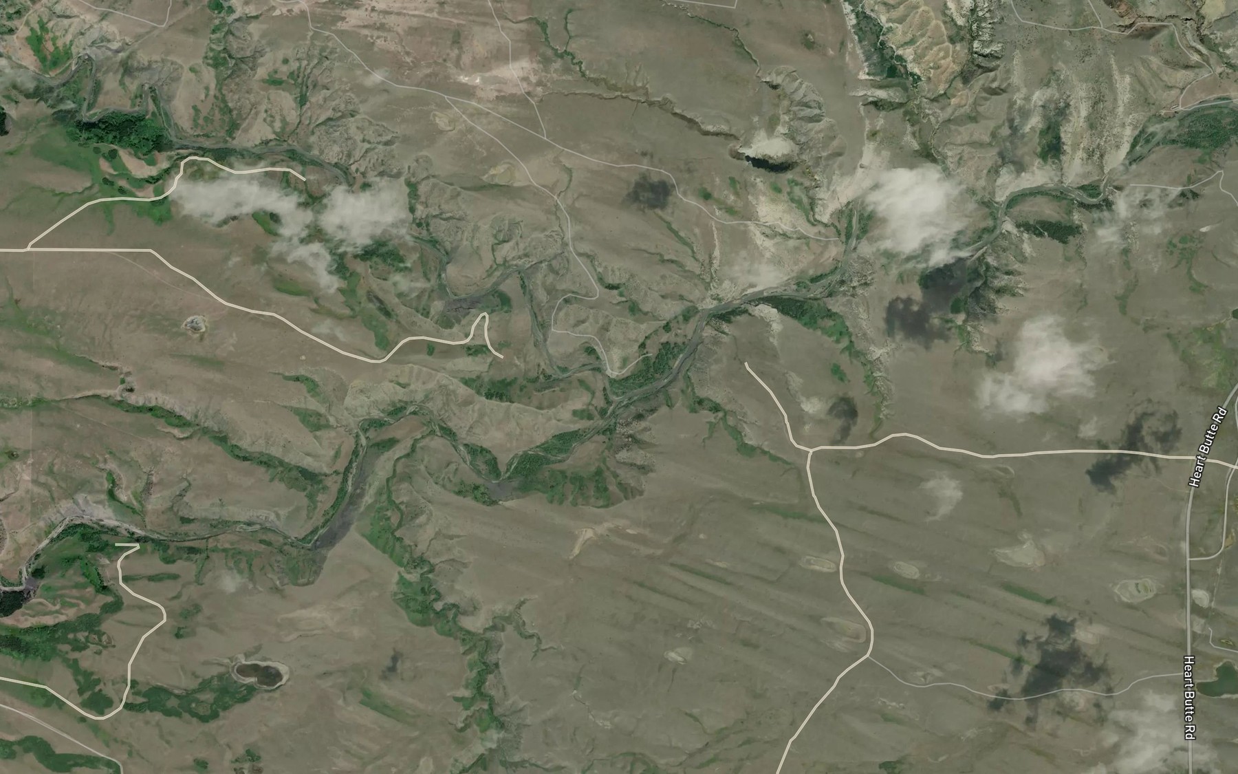 Satellite map of the South Fork Two Medicine River