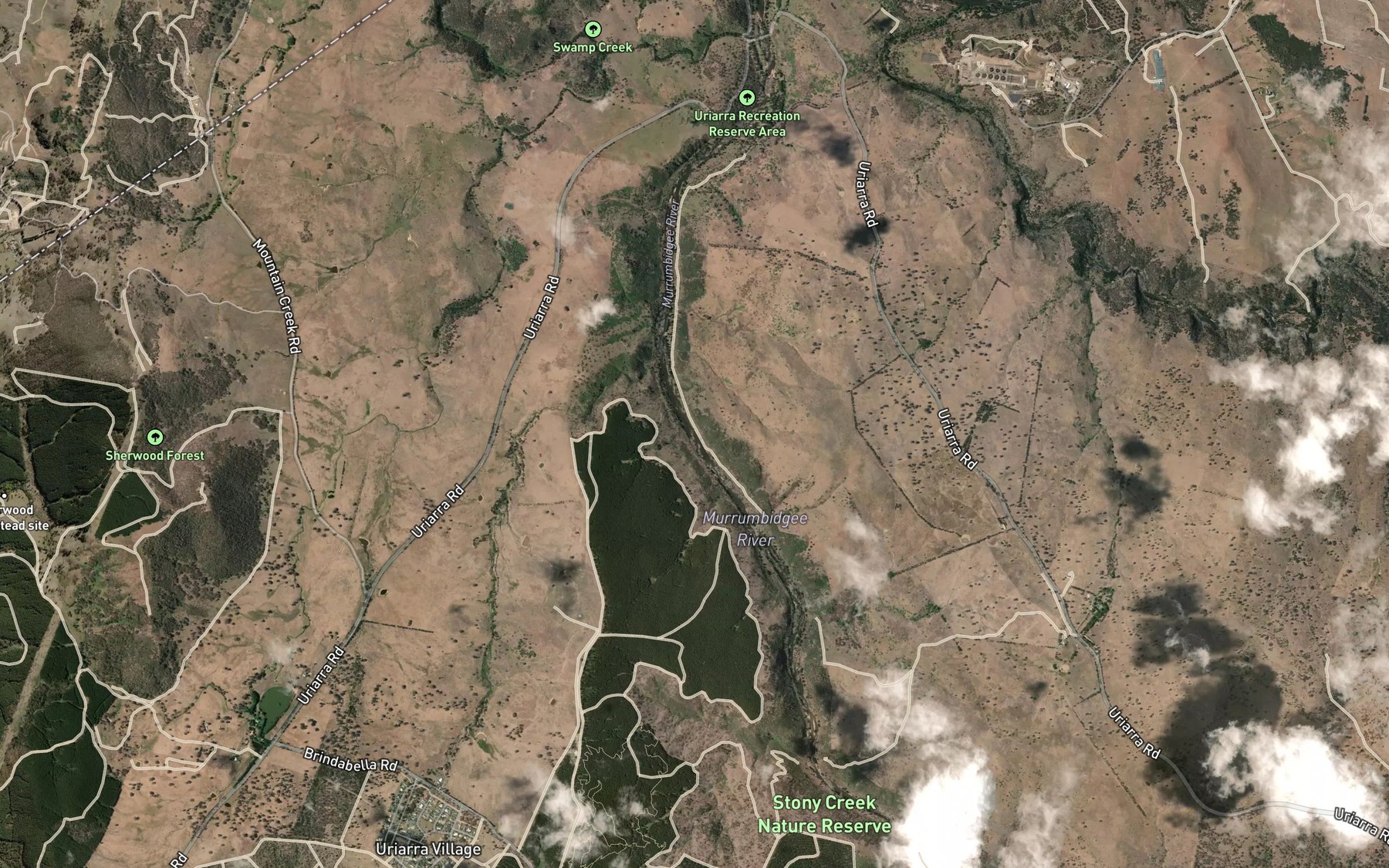 Satellite map of the Murrumbidgee River