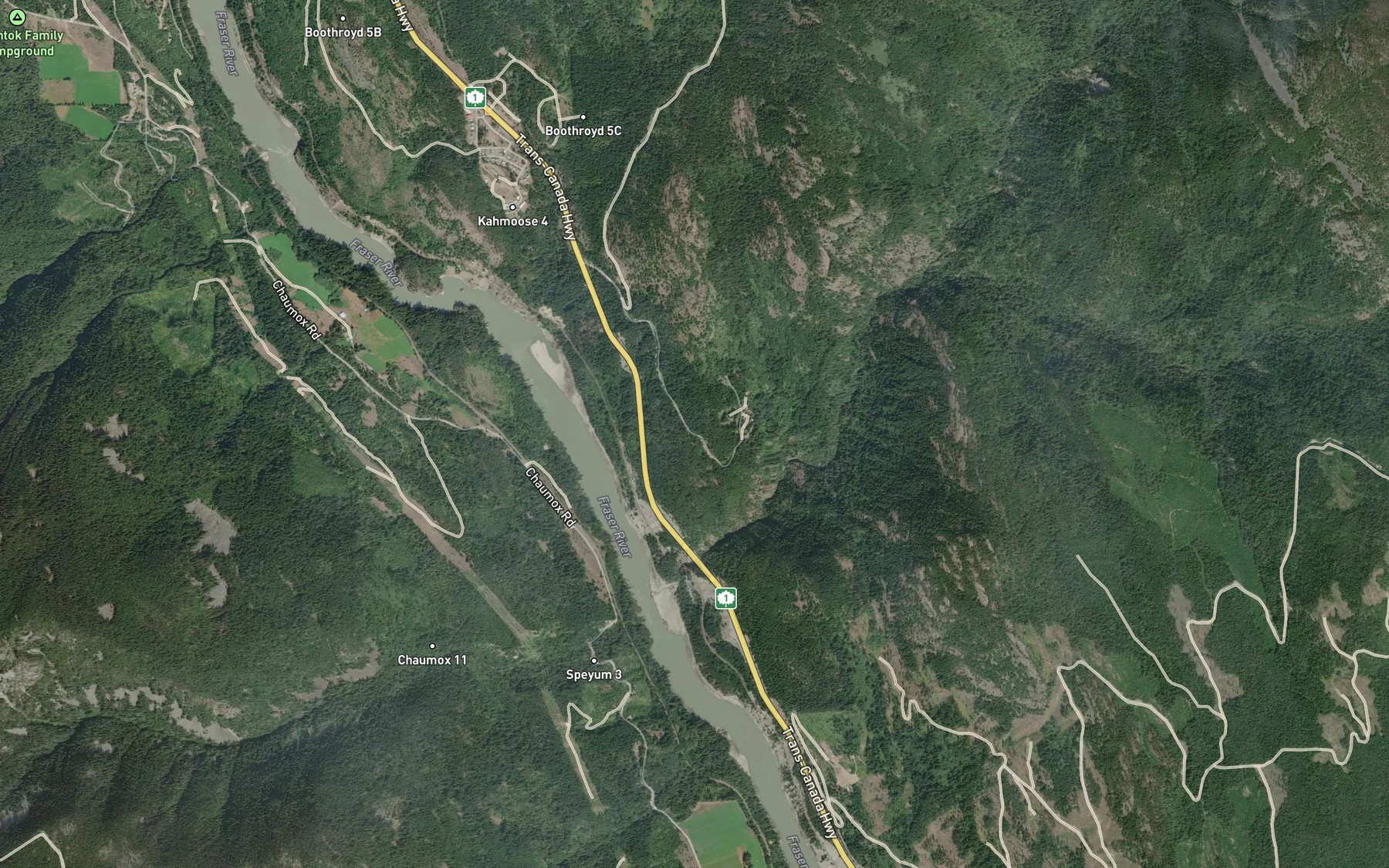 Satellite map of the Ainslie Creek