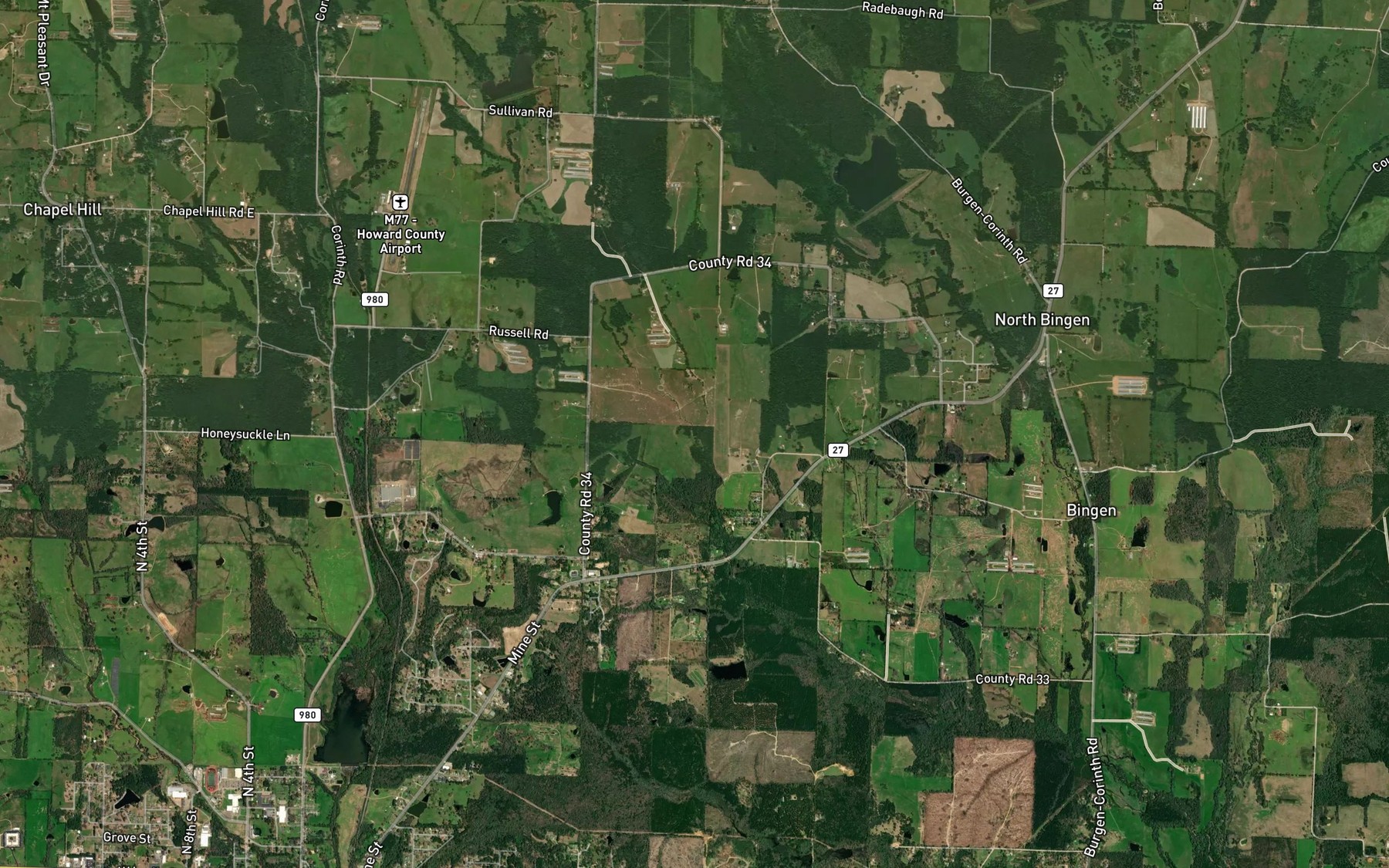 Satellite map of the Pump Springs Branch