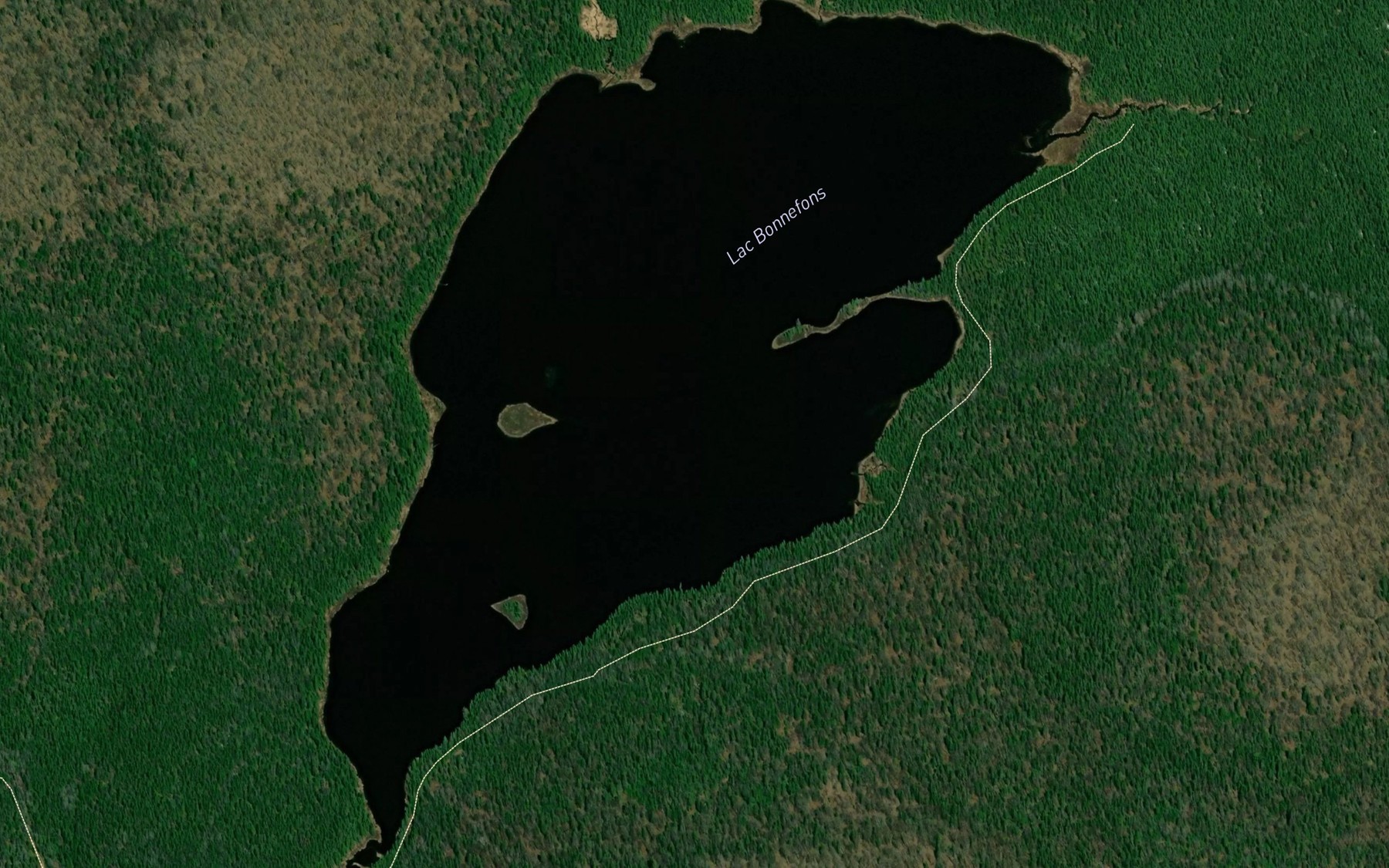 Satellite map of the Lac Bonnefons
